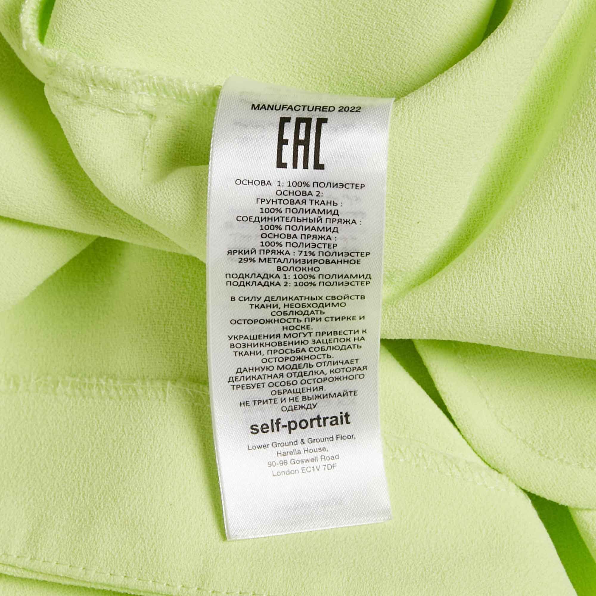 Lime Green Embellished Tulle Crepe Mini Dress