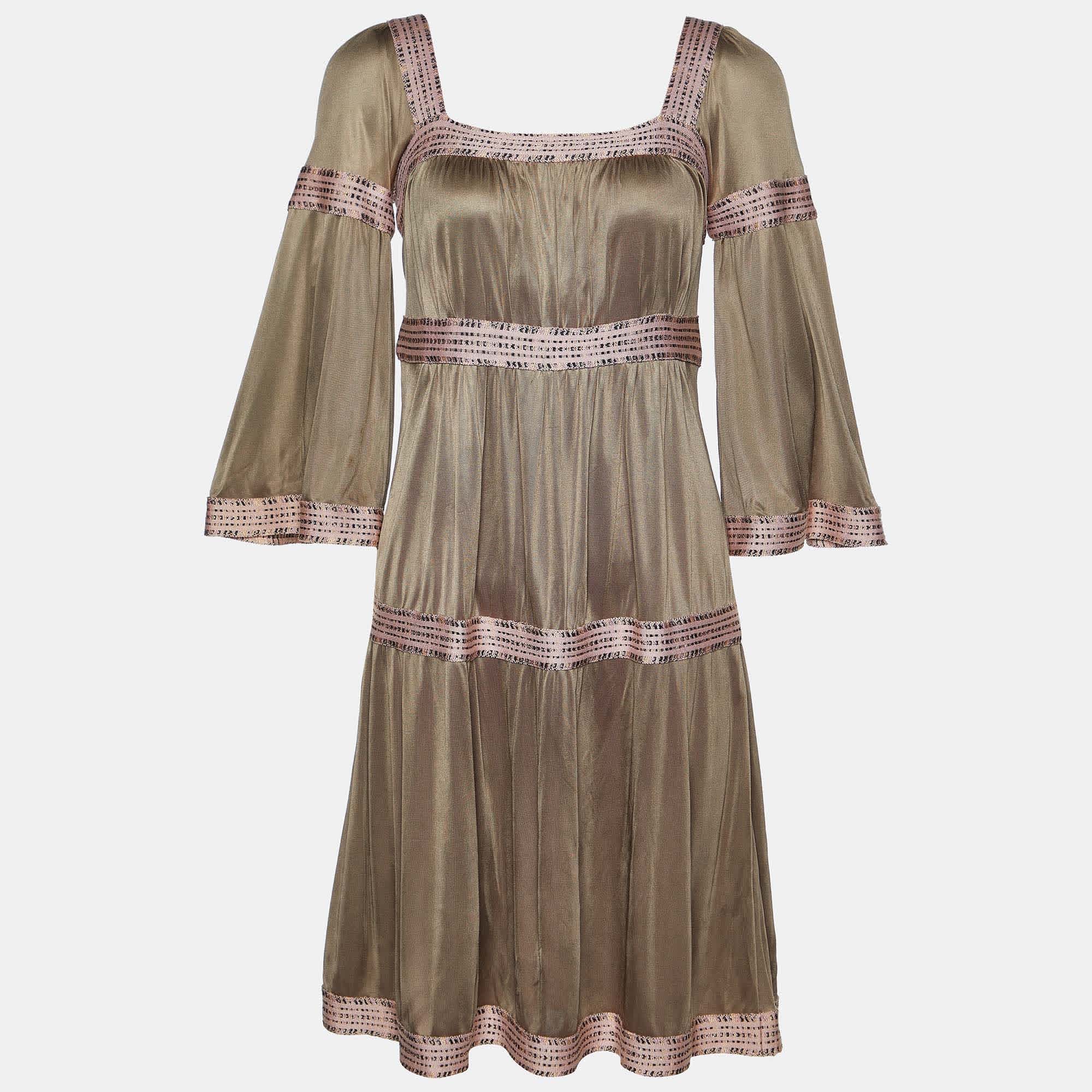 M Missoni Beige Jersey Tiered Short Dress