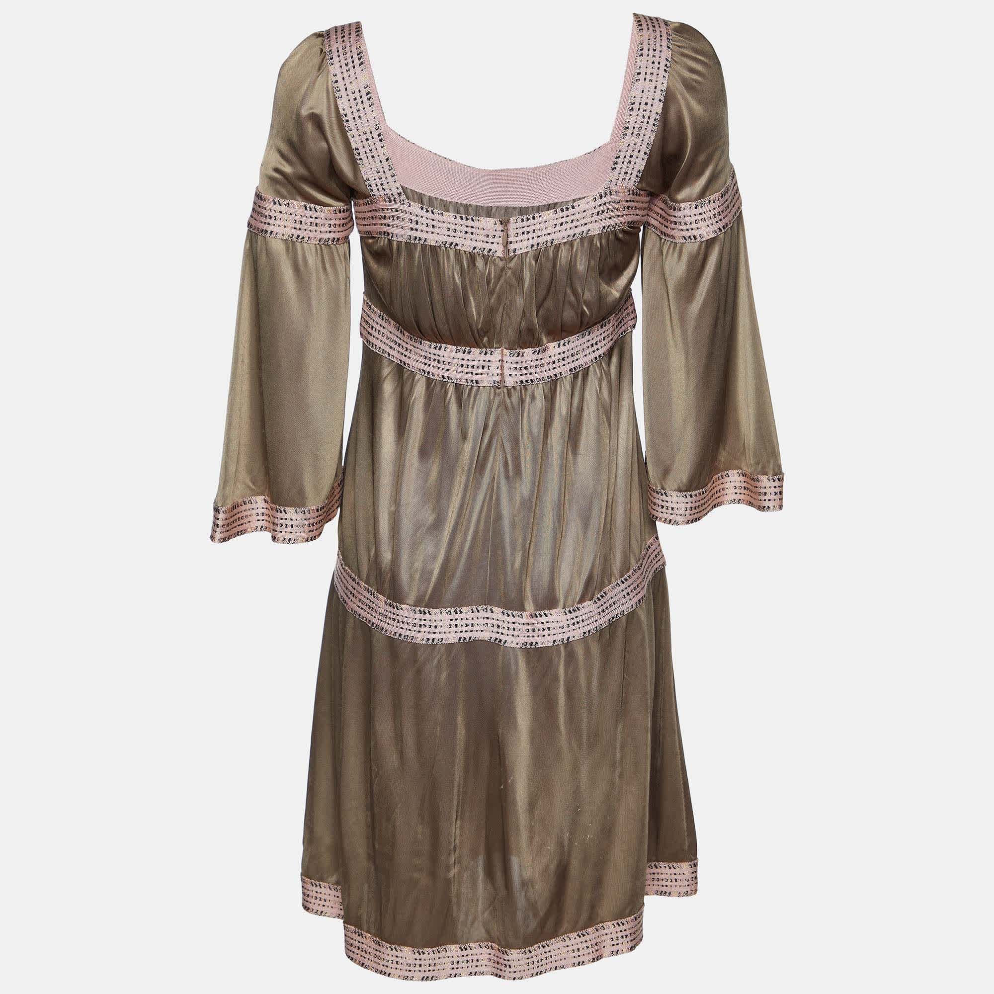 M Missoni Beige Jersey Tiered Short Dress