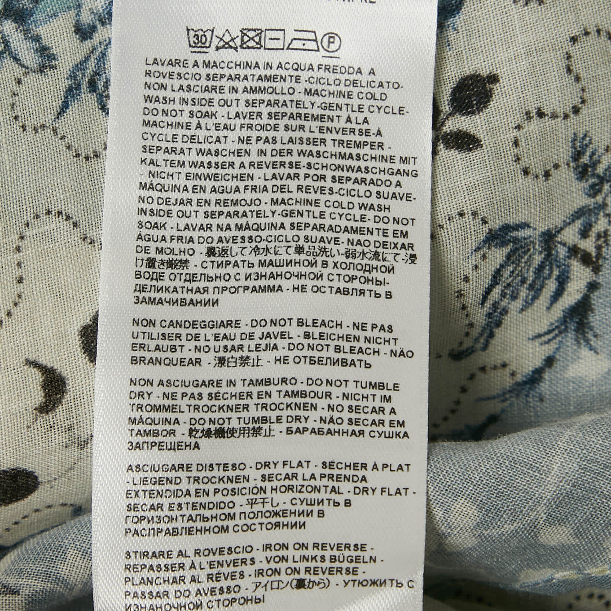 Blue/multicolor Printed Ramie Button Front Tunic Shirt