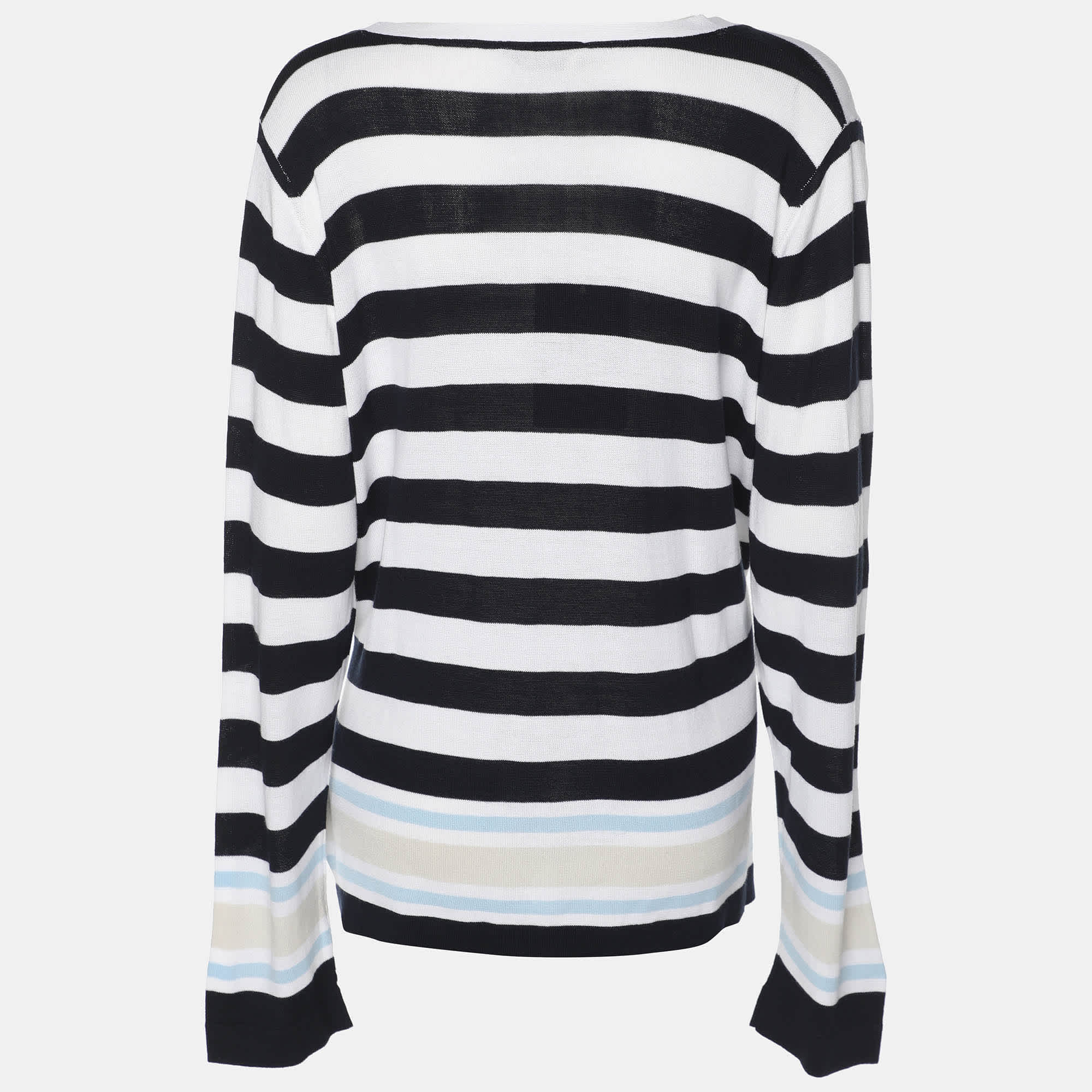 Marina Rinaldi Multicolor Stripe Knit Fabric Sweatshirt
