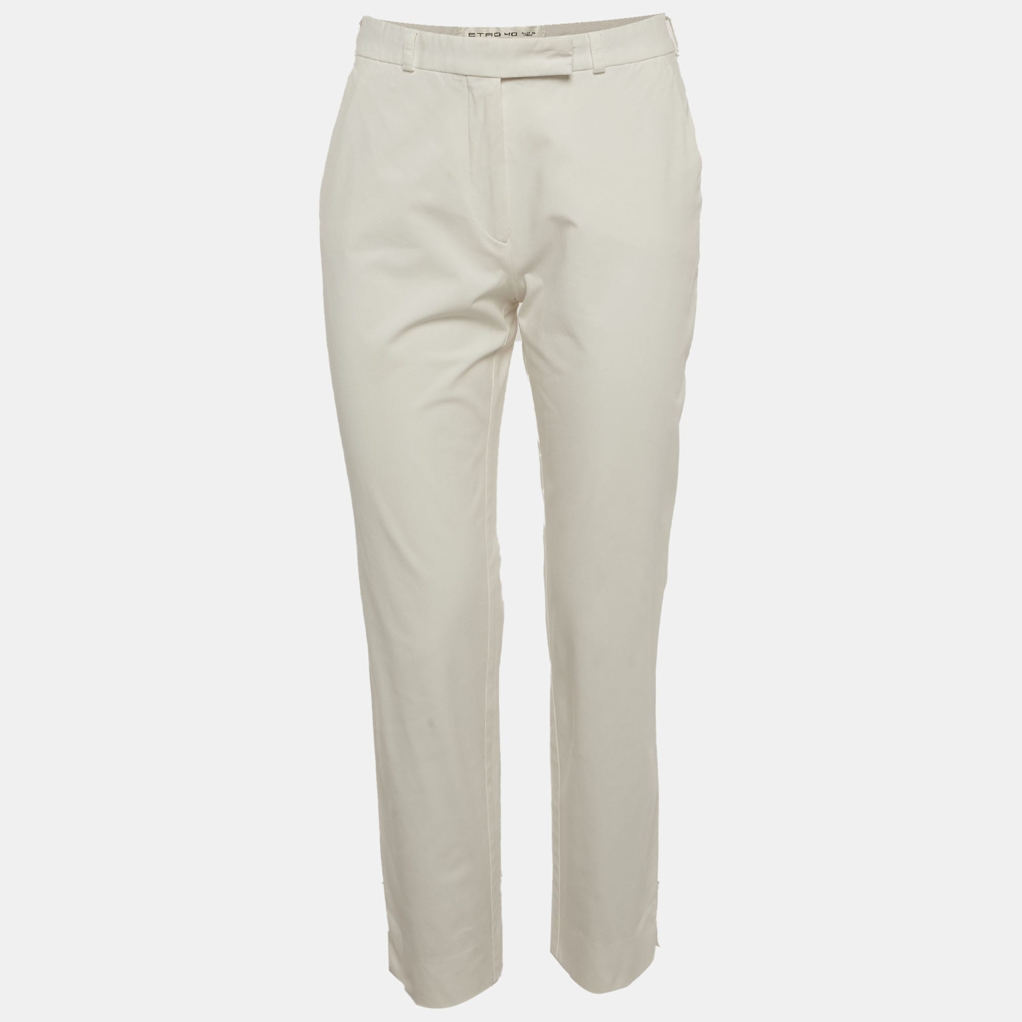 WHITE* Etro White Cotton Slim Fit Trousers