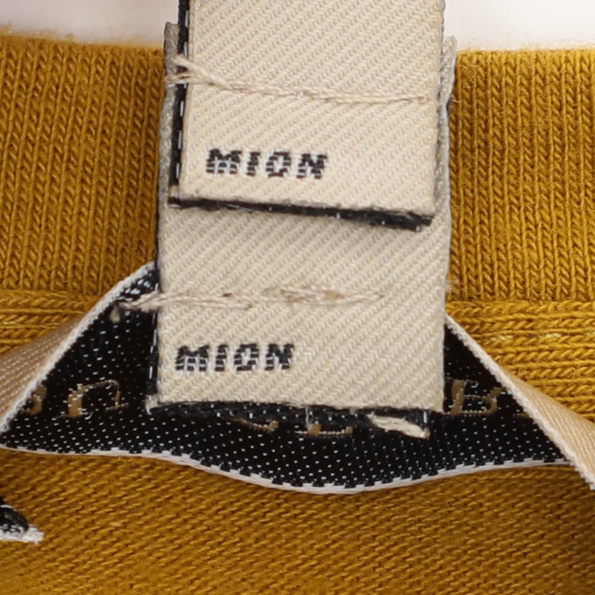 Yellow Cotton Blend Shoulder Patch V - Neck T - Shirt