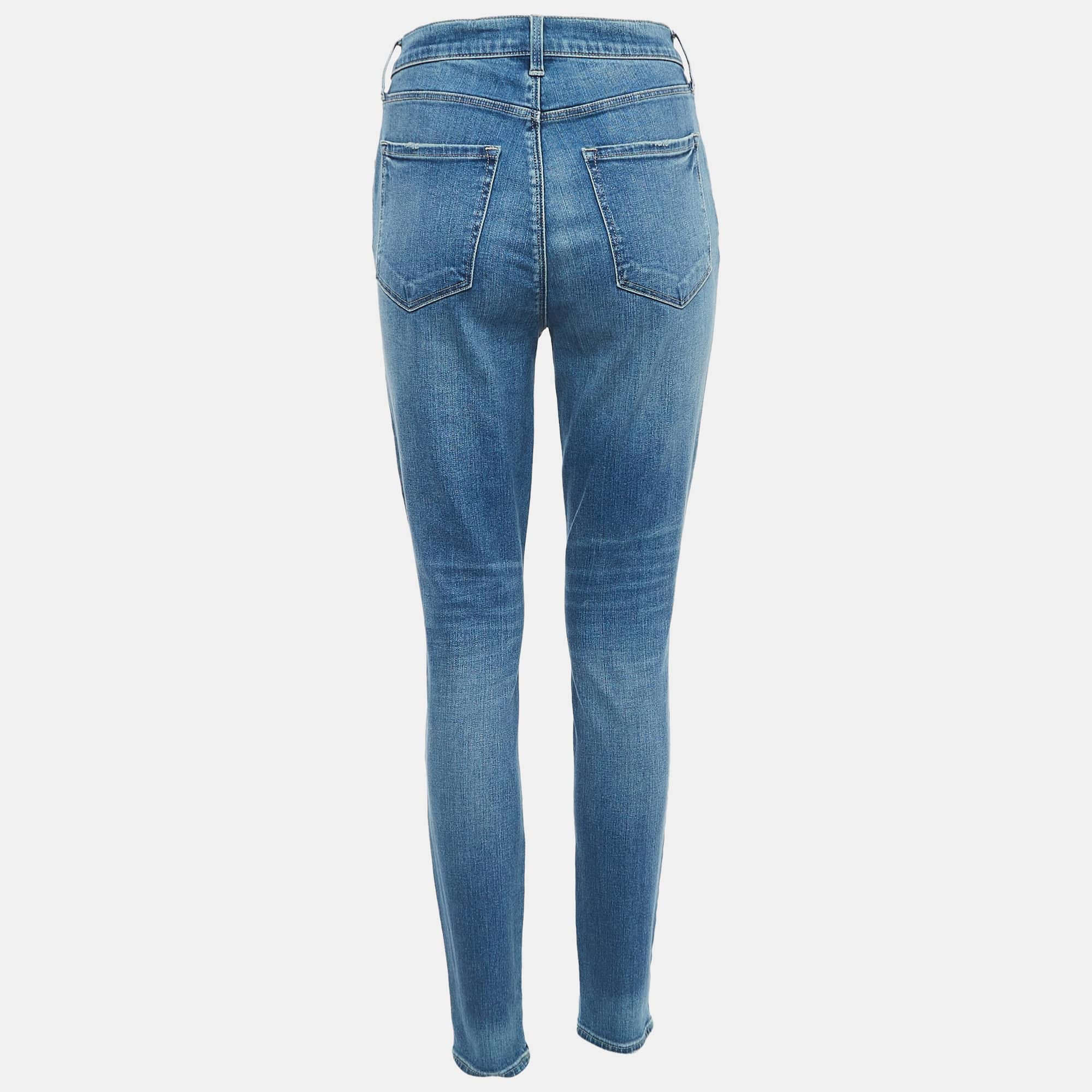 Blue Washed Denim Skinny Jeans M Waist 29"