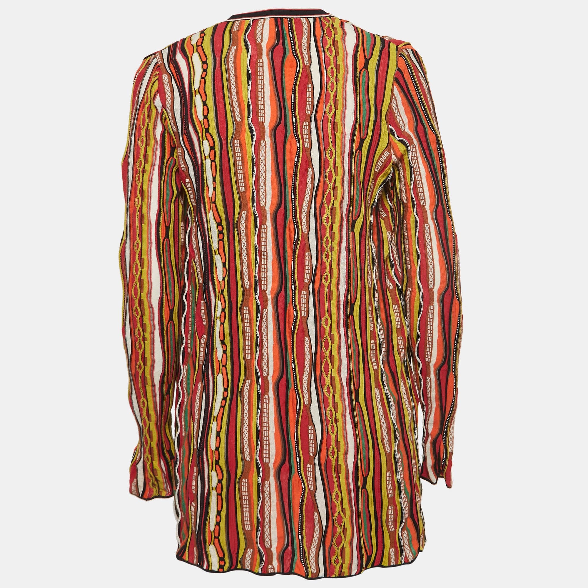 M Missoni Multicolor Striped Knit Open Front Cardigan