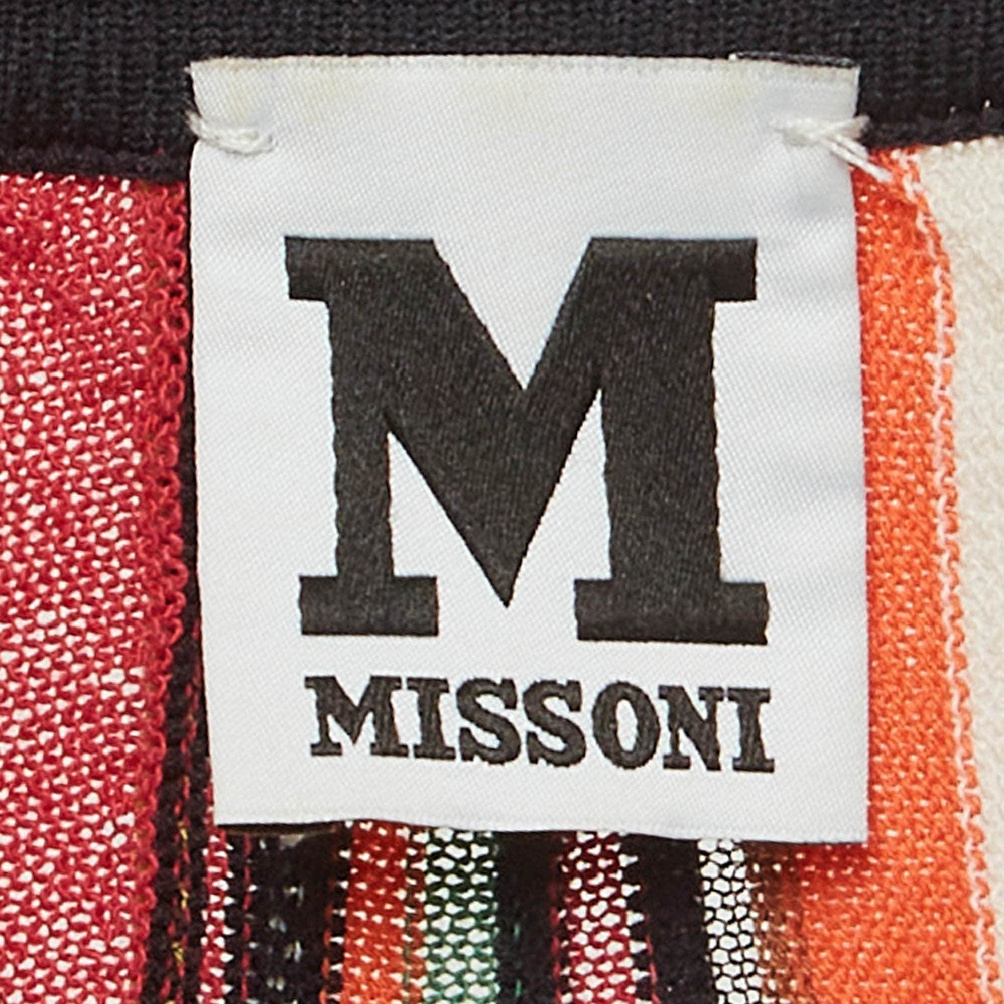 M Missoni Multicolor Striped Knit Open Front Cardigan