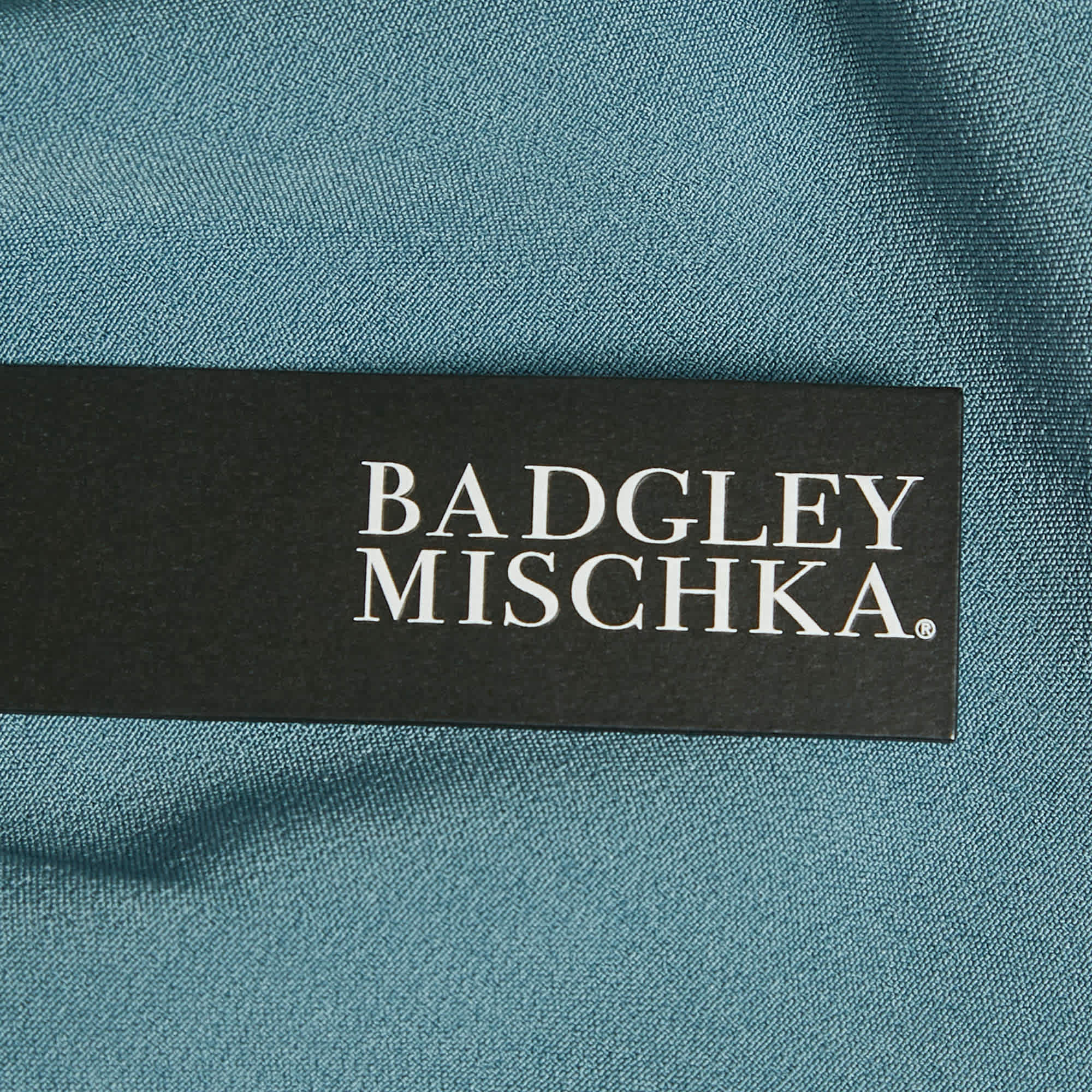 Badgley Mischka Light Blue Crepe Bow Detail Mini Dress