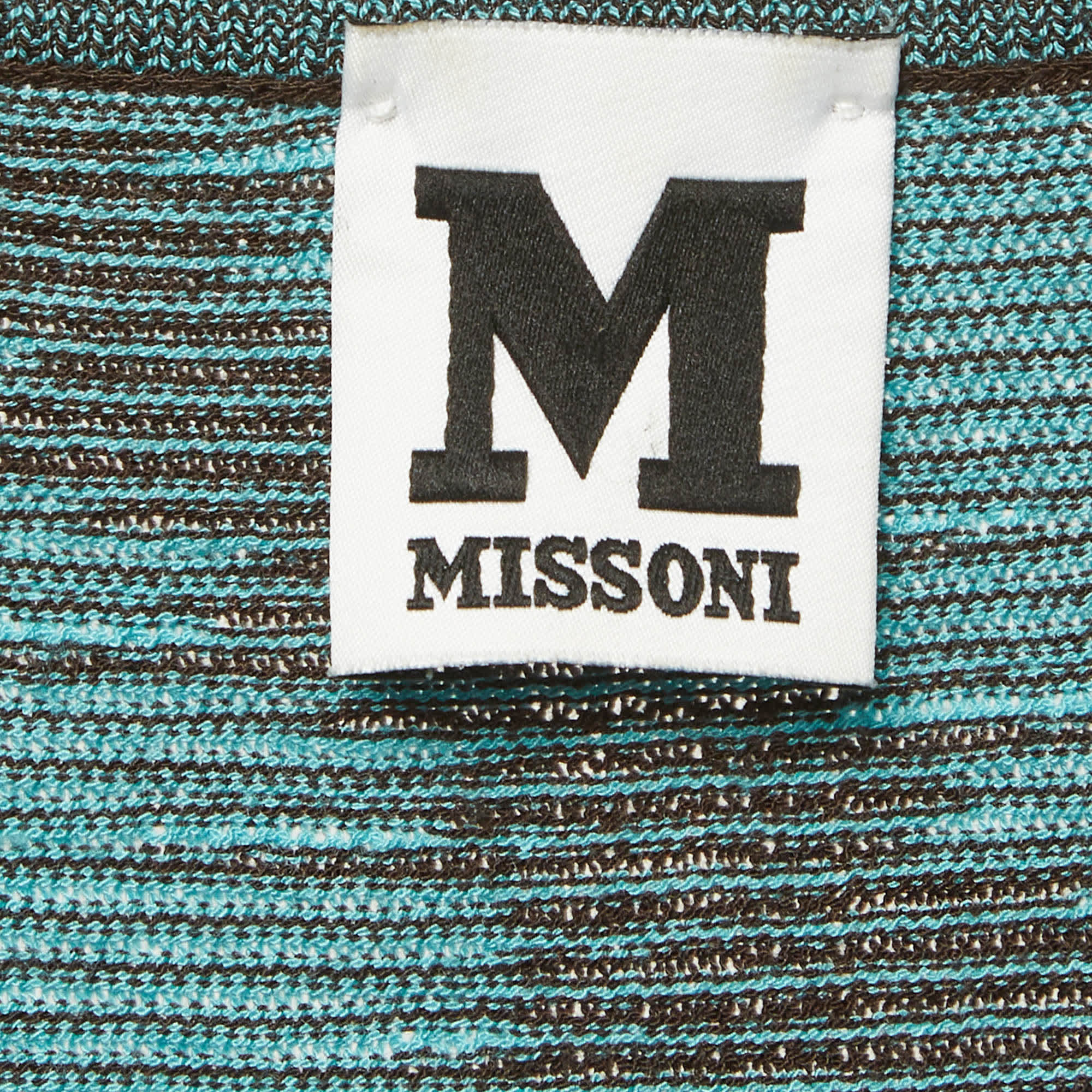 M Missoni Blue Zig Zag Lurex Knit Midi Dress