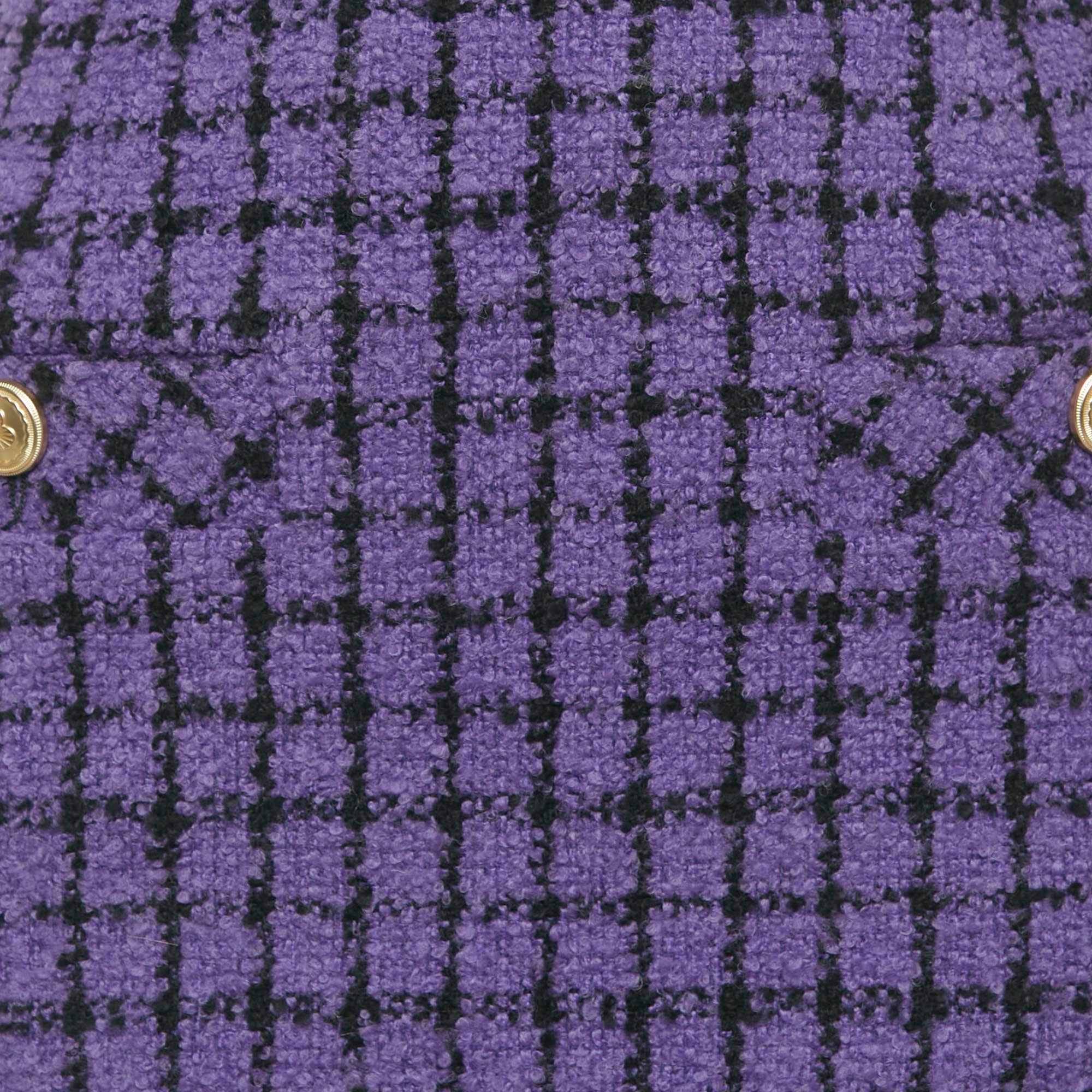 Purple Checkered Tweed Mini Skirt Xs