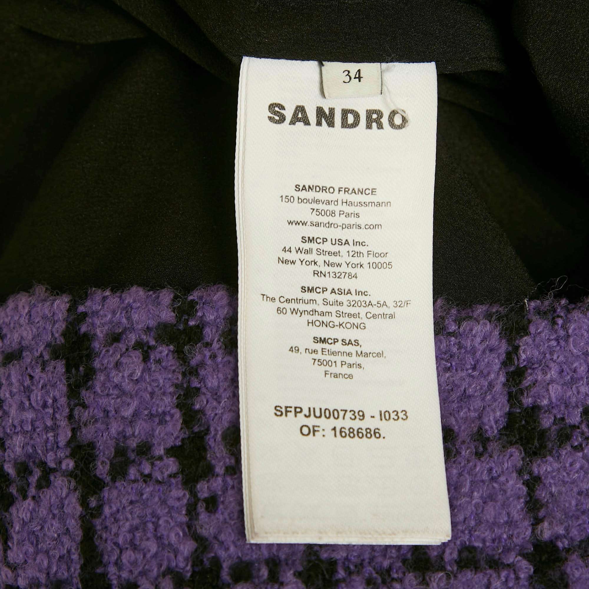 Purple Checkered Tweed Mini Skirt Xs