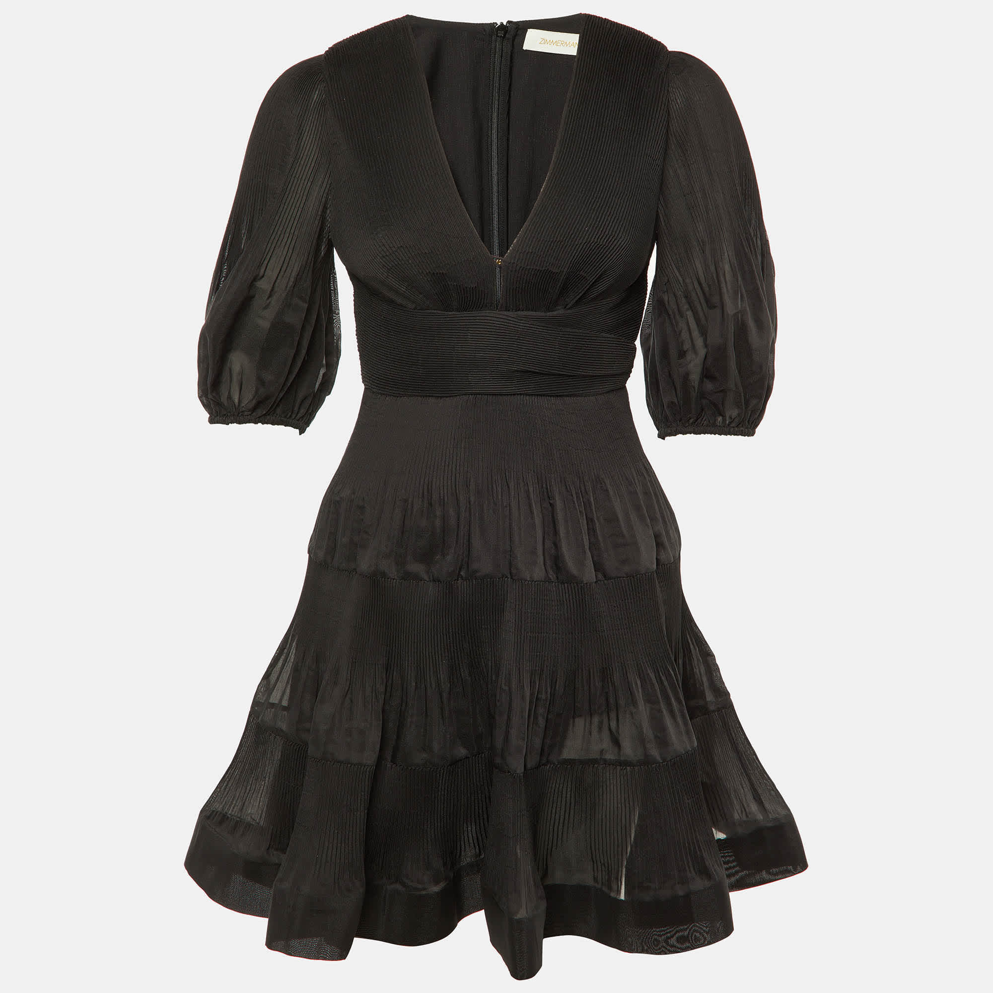Zimmerman Black Plisse Mini Dress