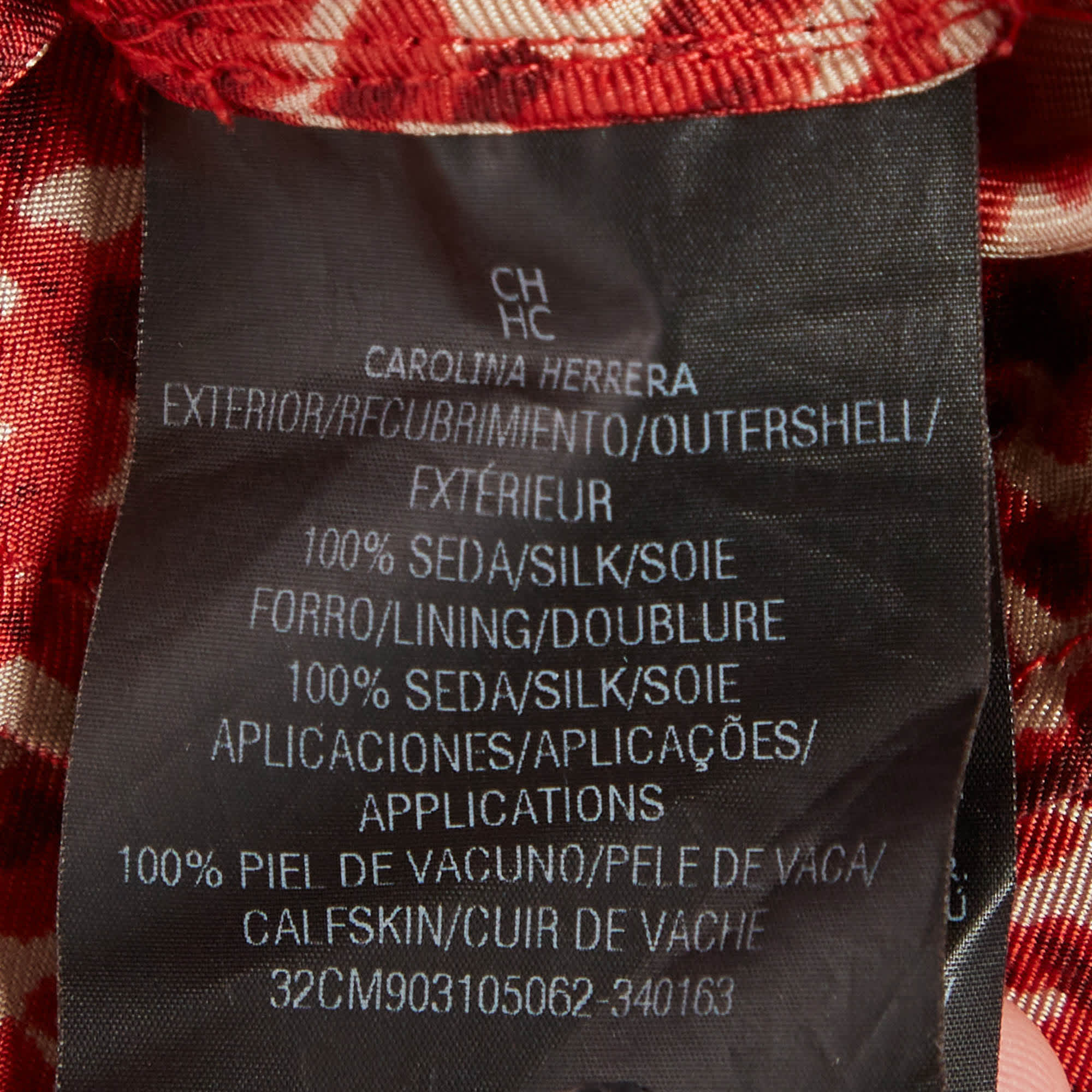 Ch Carolina Herrera Red Abstract Printed Silk Button Front Tunic Dress