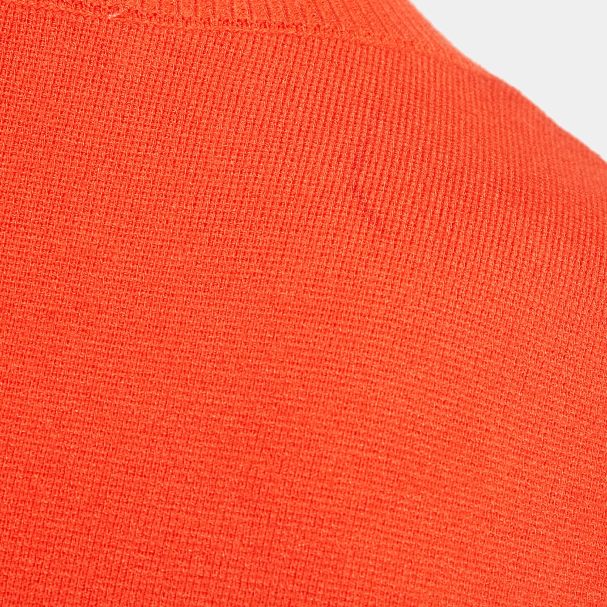 Logo Courrèges Orange Logo Embossed Knit A - Line Mini Dress
