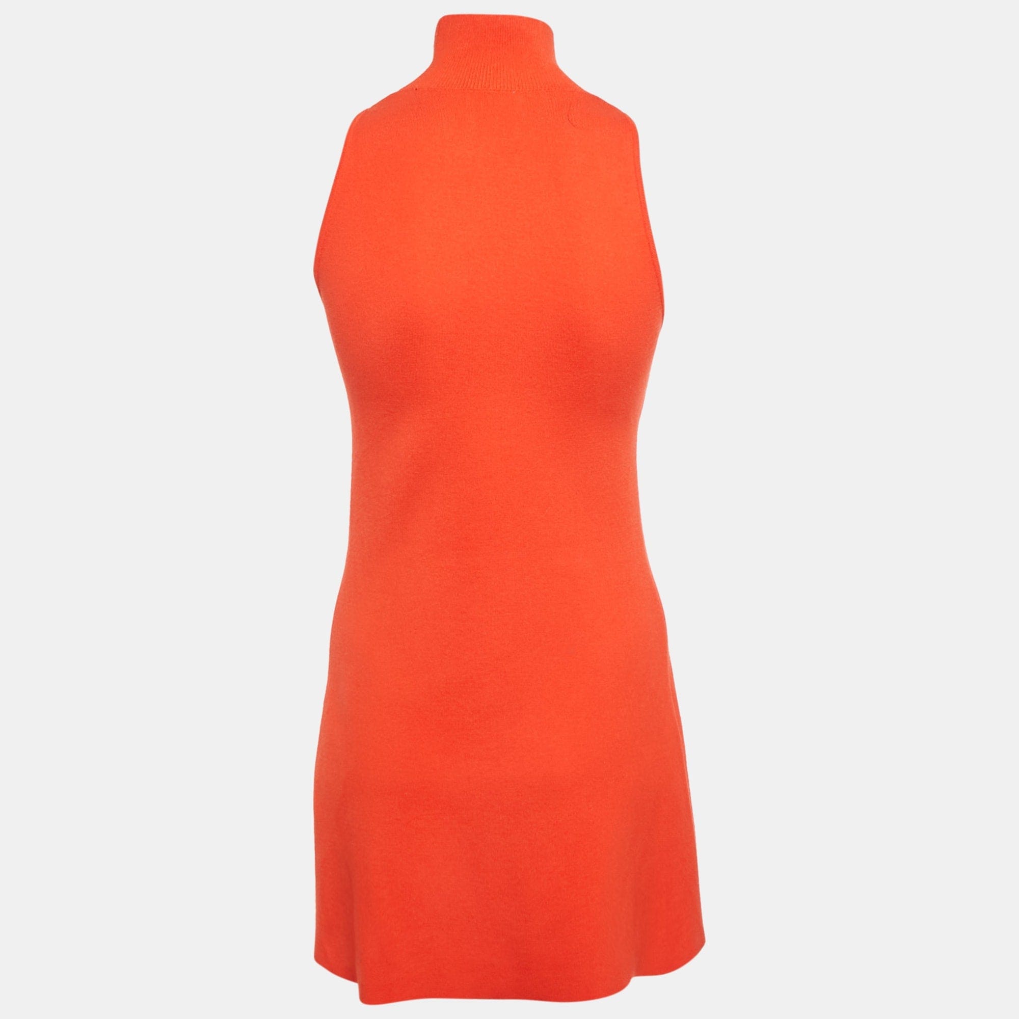 Logo Courrèges Orange Logo Embossed Knit A - Line Mini Dress