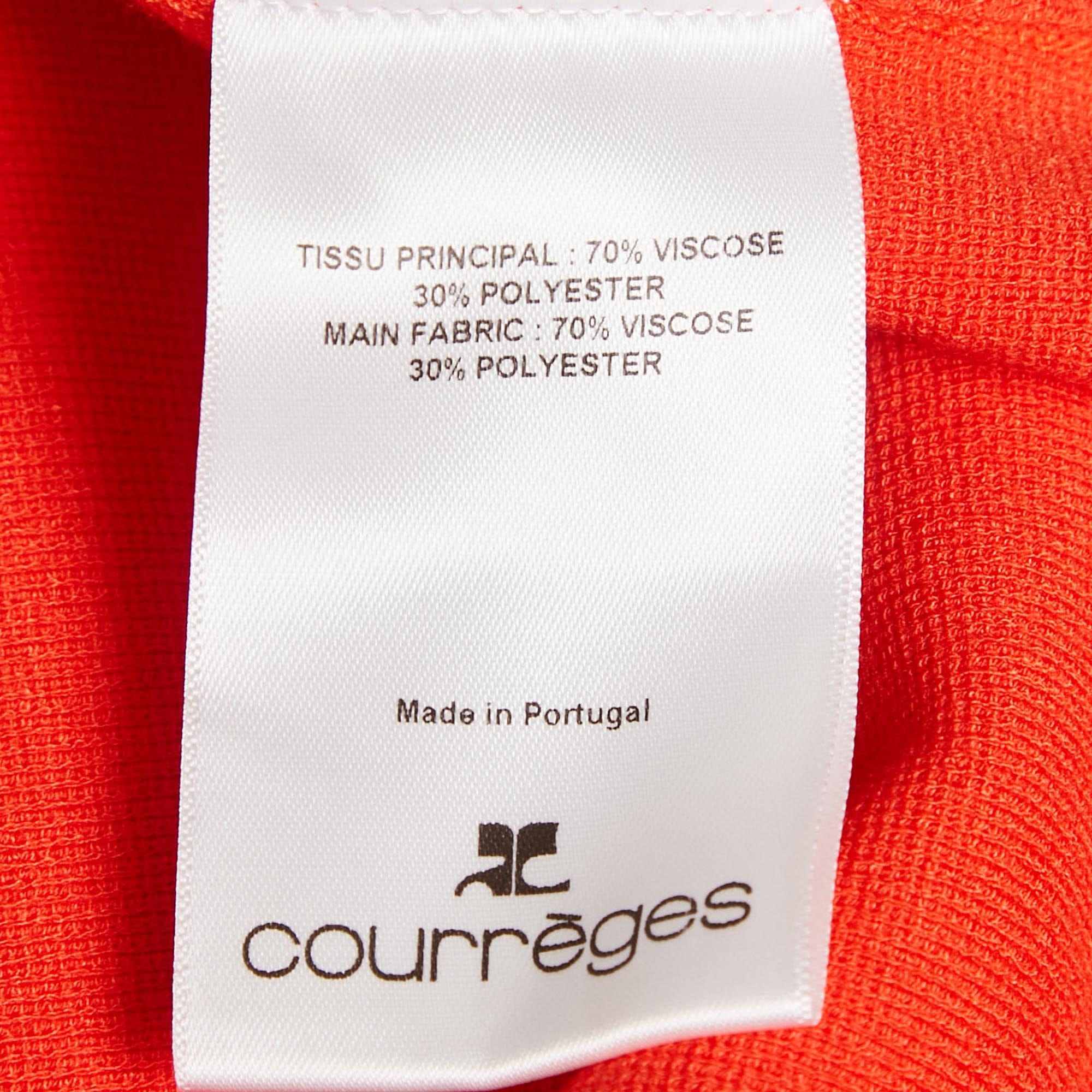 Logo Courrèges Orange Logo Embossed Knit A - Line Mini Dress