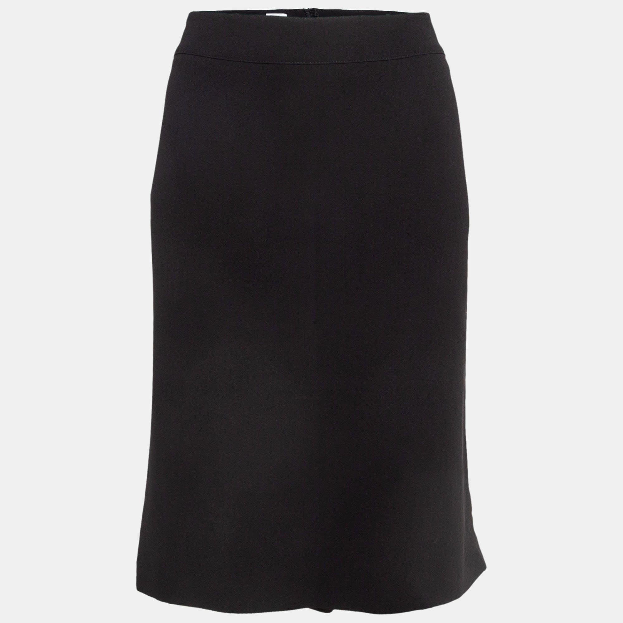 SILK Black Silk Formal Pencil Skirt Xl