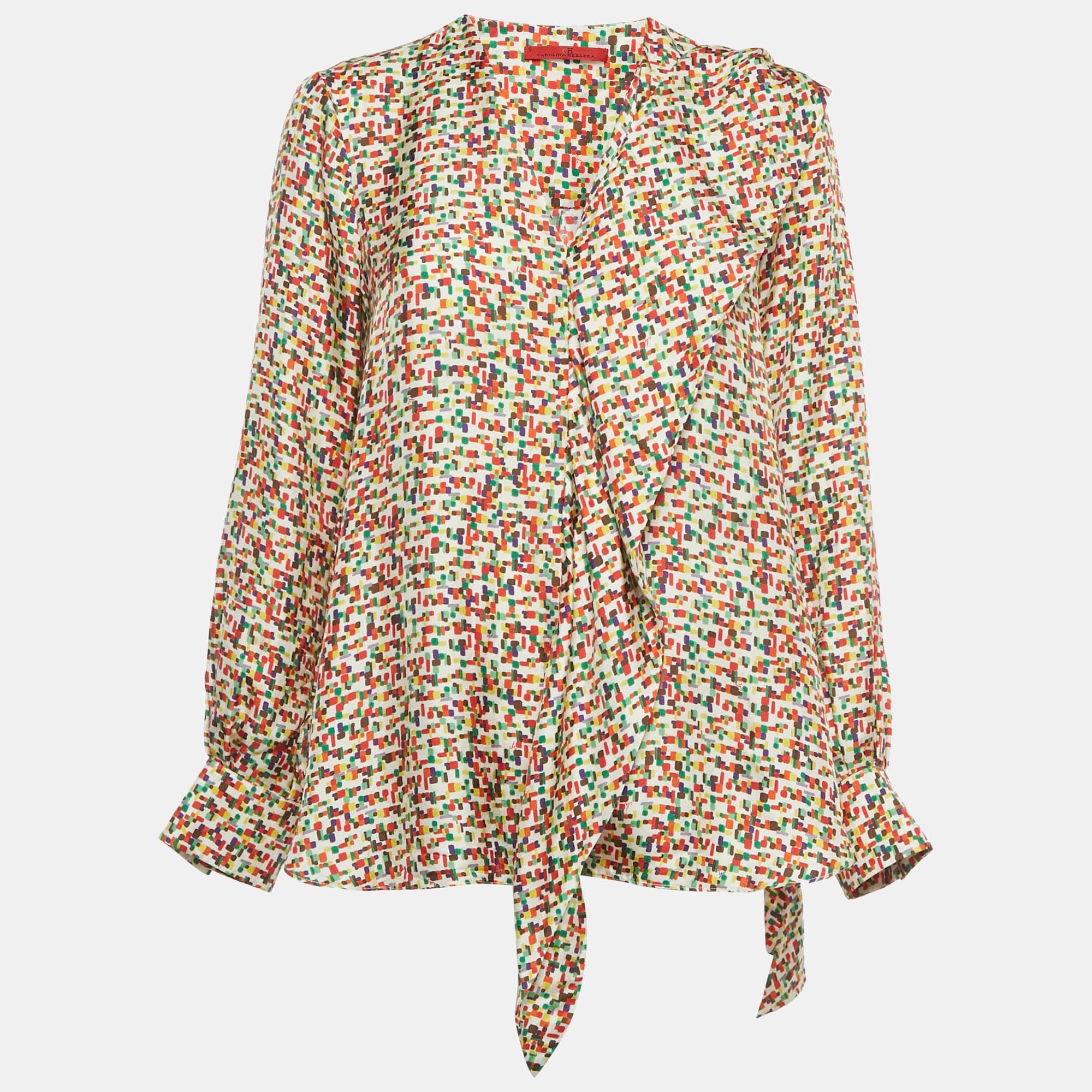 SILK Multicolor Printed Silk Frill Detail Blouse