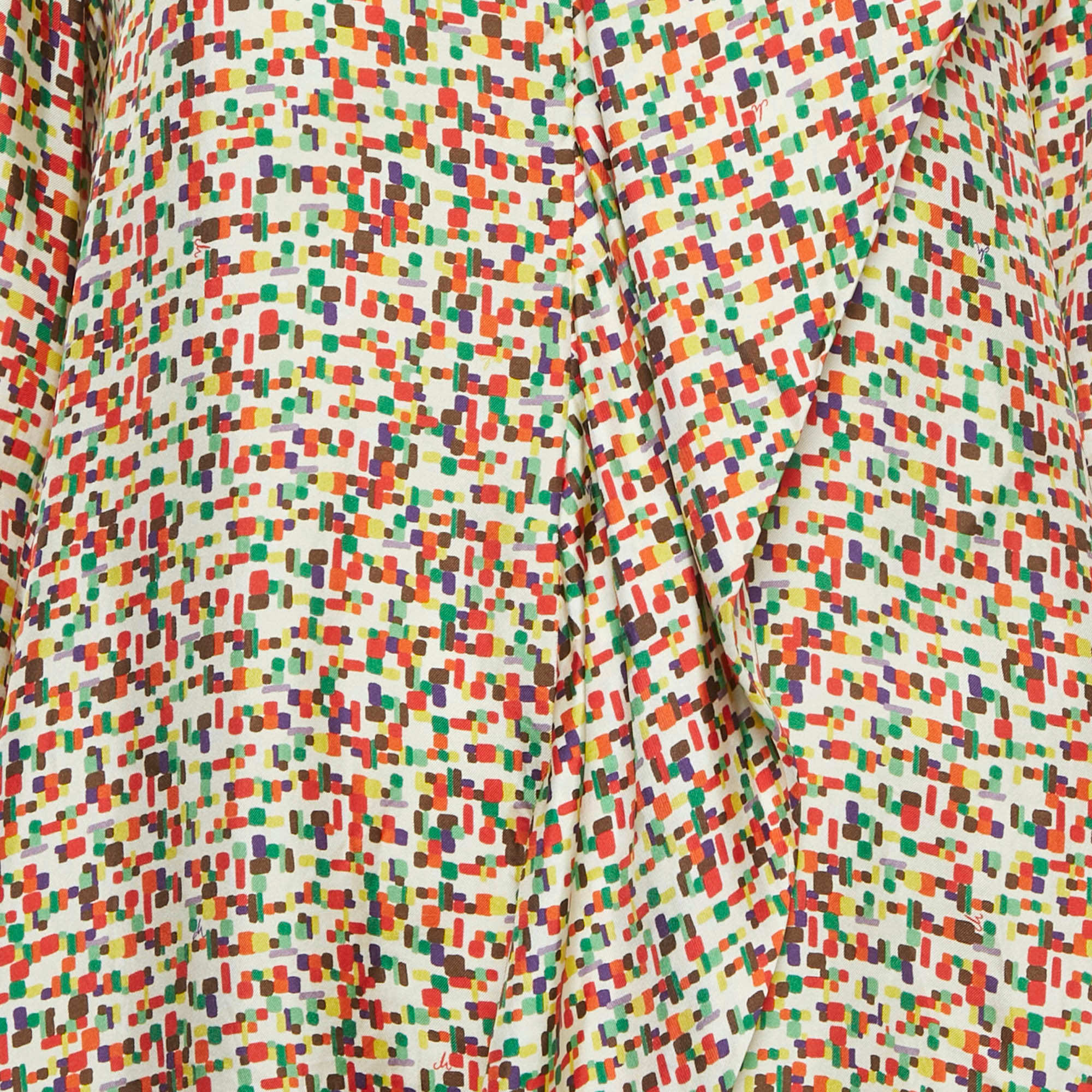 SILK Multicolor Printed Silk Frill Detail Blouse