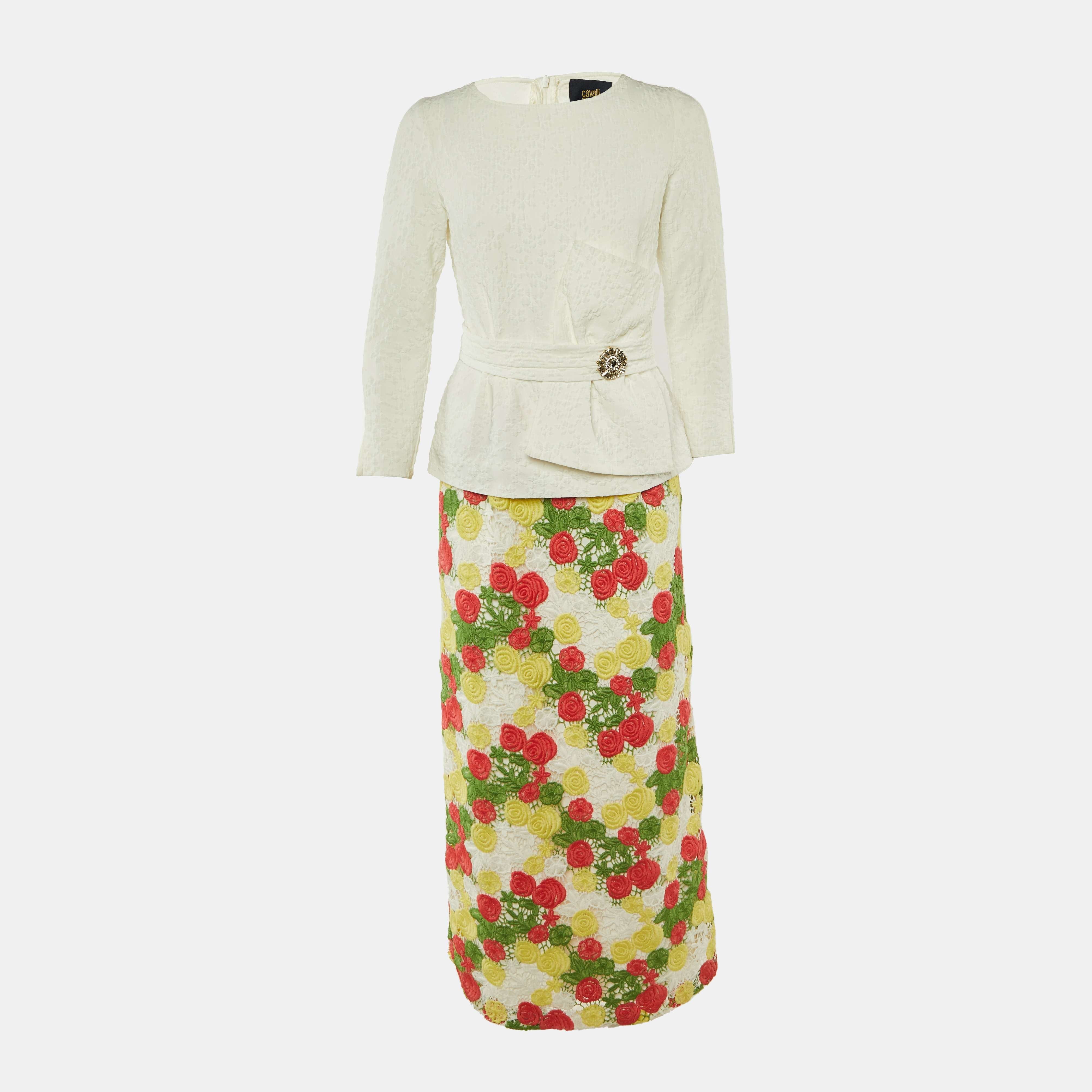 White Crepe & Floral Lace Peplum Maxi Dress
