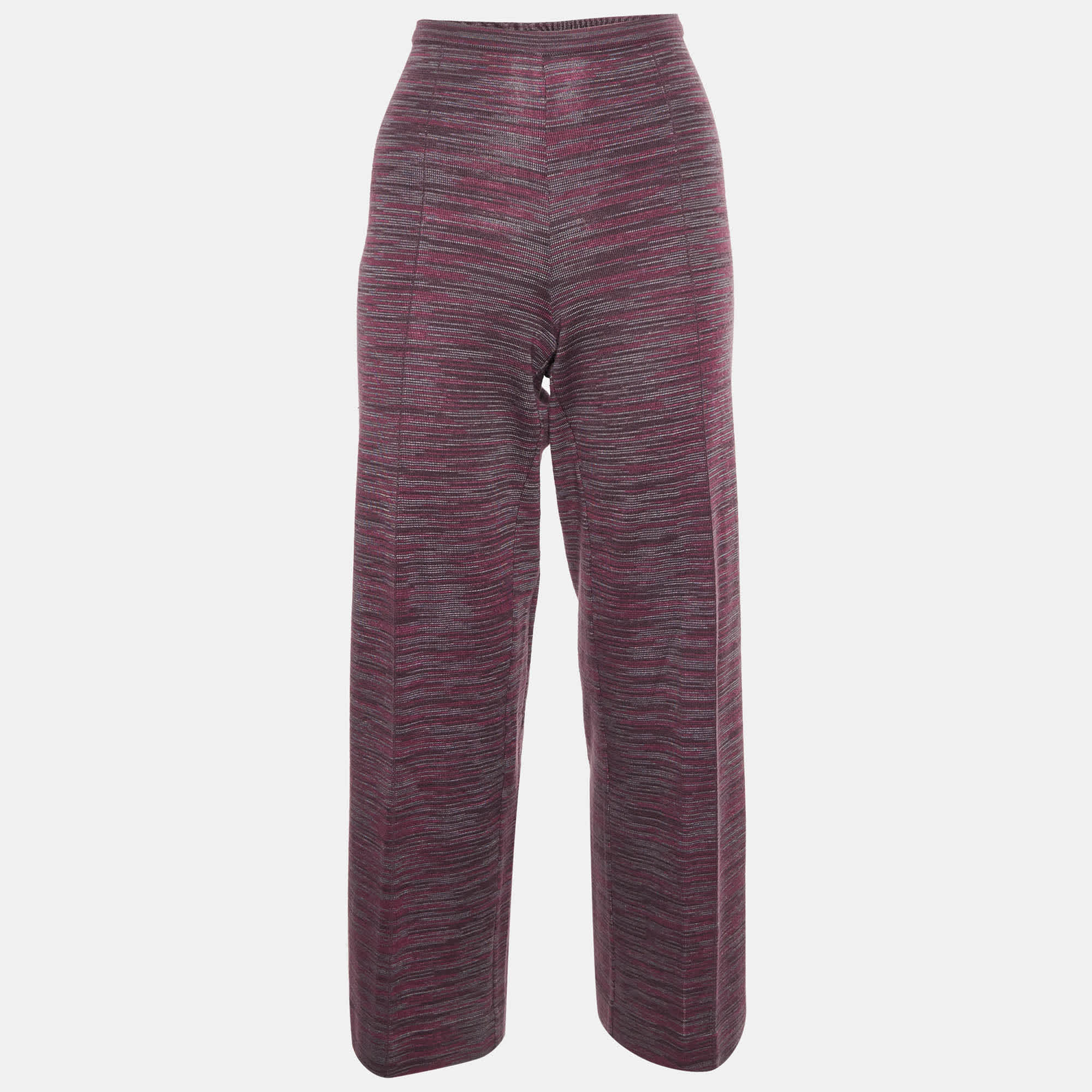 M Missoni Multicolour Patterned Rib Knit Straight Fit Pants