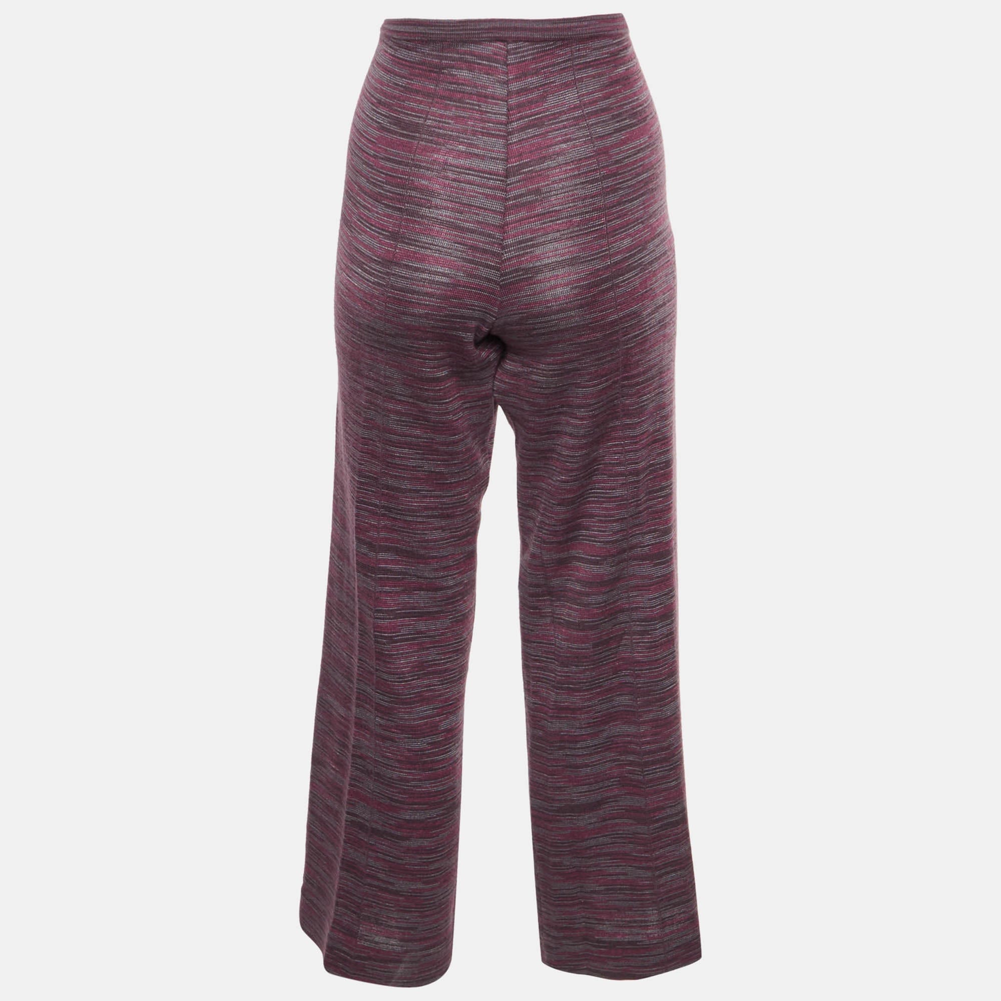 M Missoni Multicolour Patterned Rib Knit Straight Fit Pants