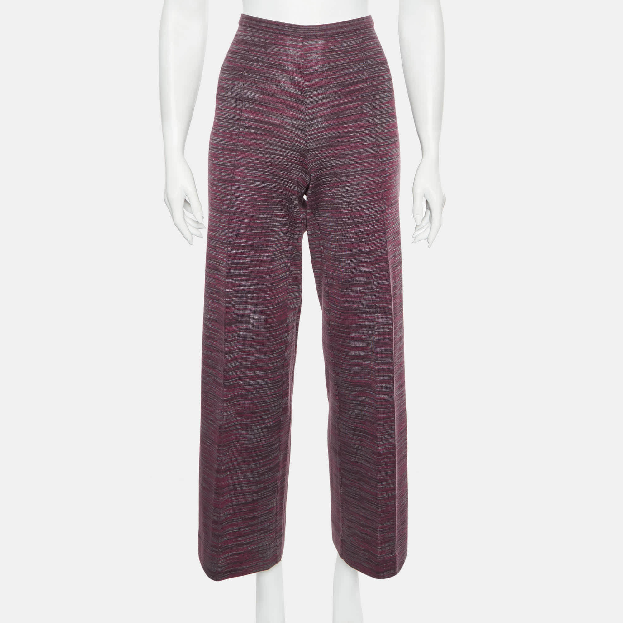 M Missoni Multicolour Patterned Rib Knit Straight Fit Pants