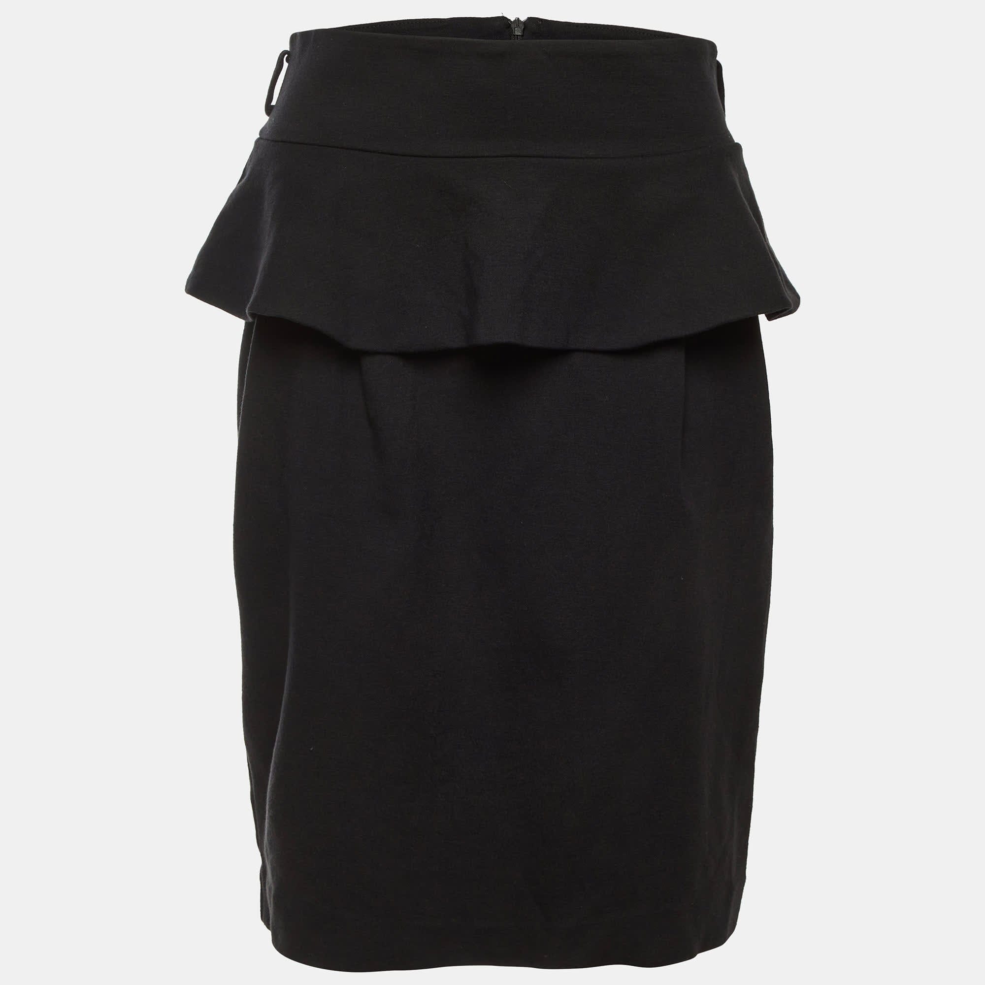 Cavalli Class Black Jersey Peplum Pencil Skirt