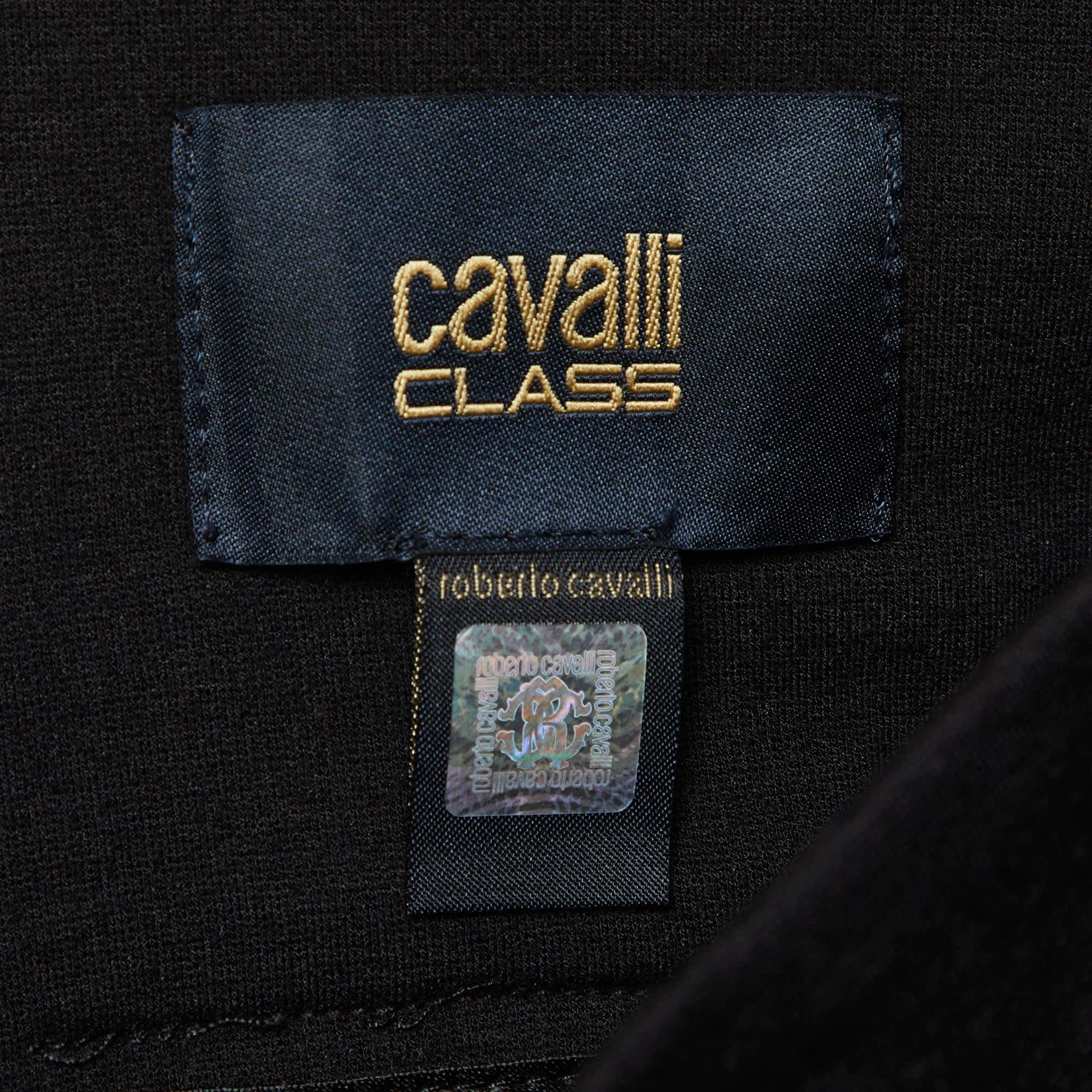 Cavalli Class Black Jersey Peplum Pencil Skirt