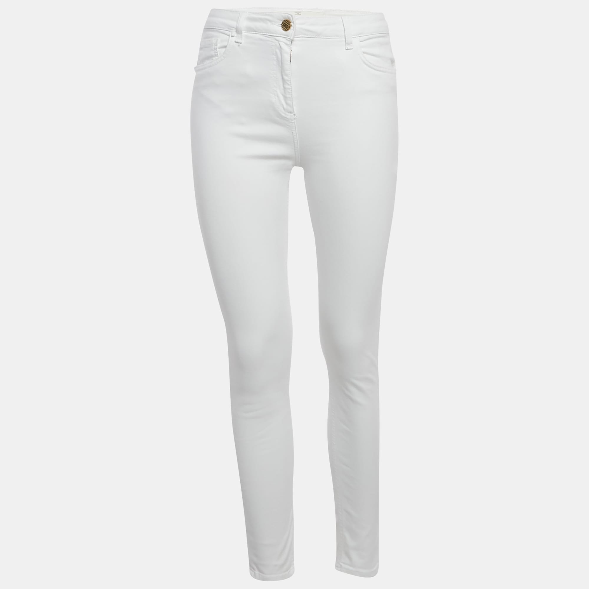 White High Waist Denim Skinny Fit Jeans M Waist 27"