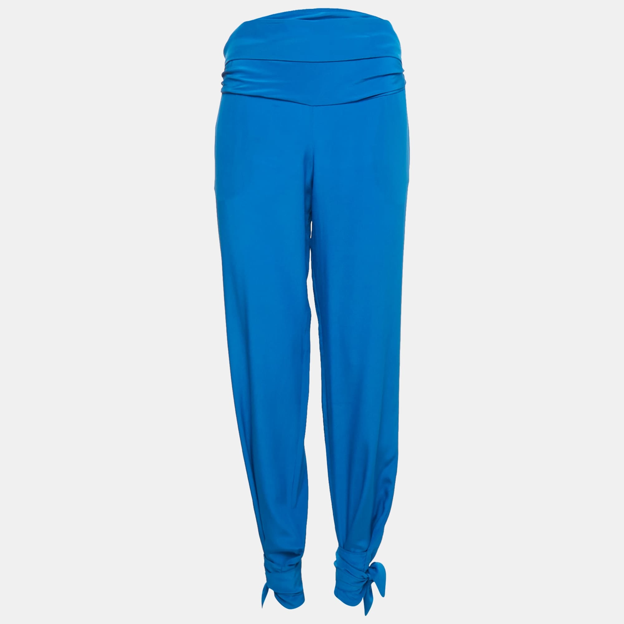 Blue Silk Tie - Up Trousers