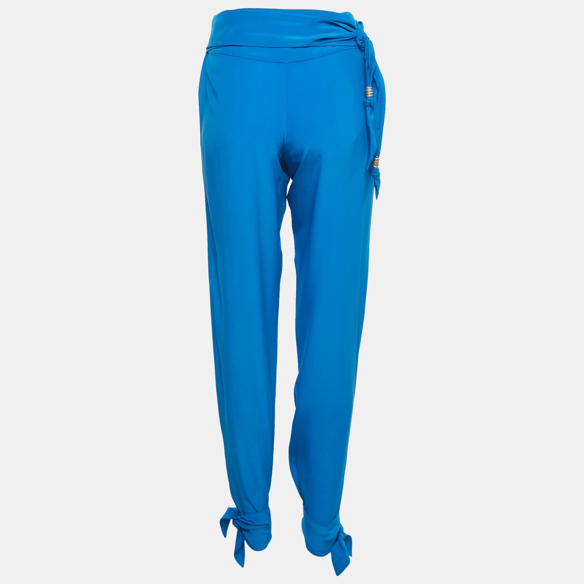 Blue Silk Tie - Up Trousers
