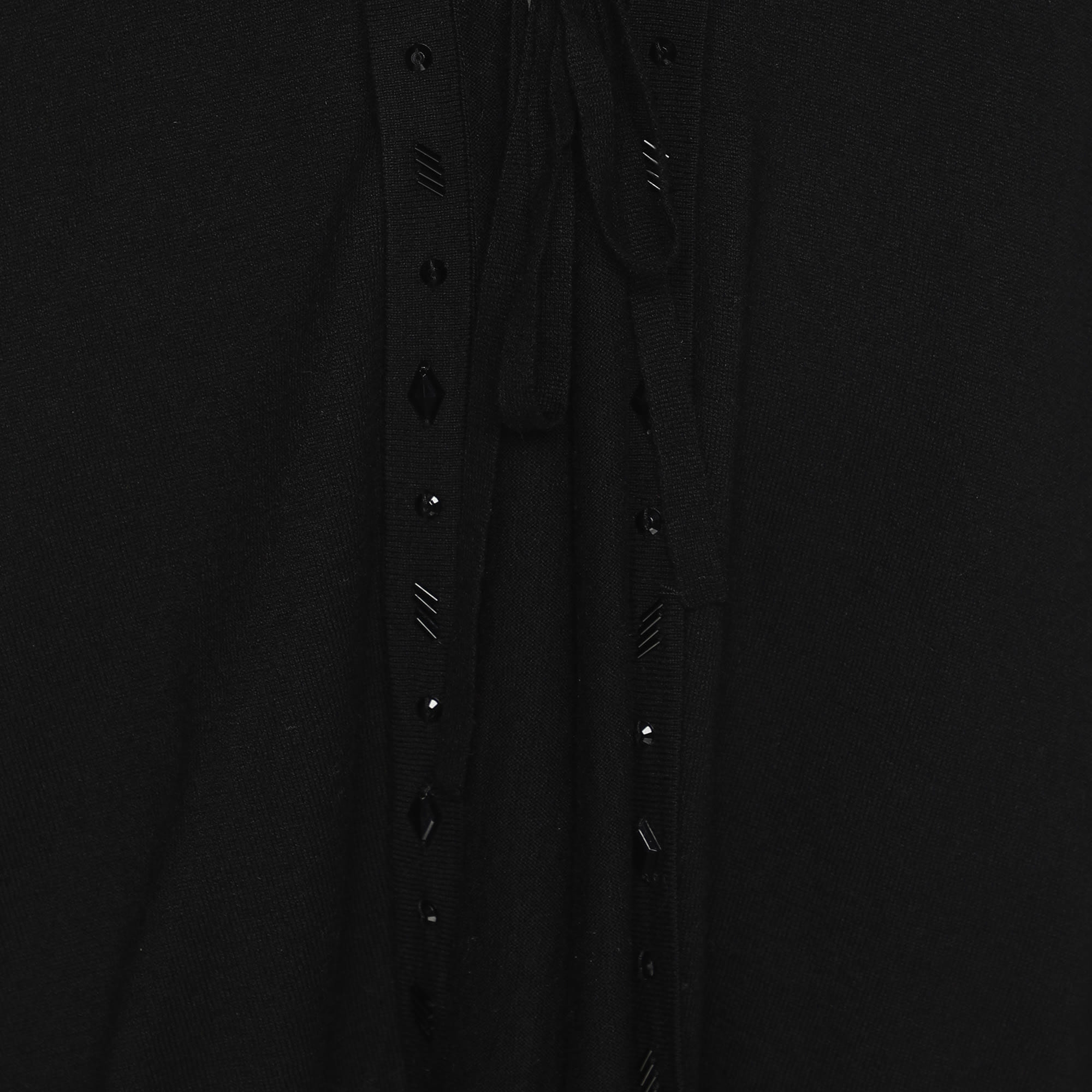Elena Miro Black Jersey Embellished Cardigan