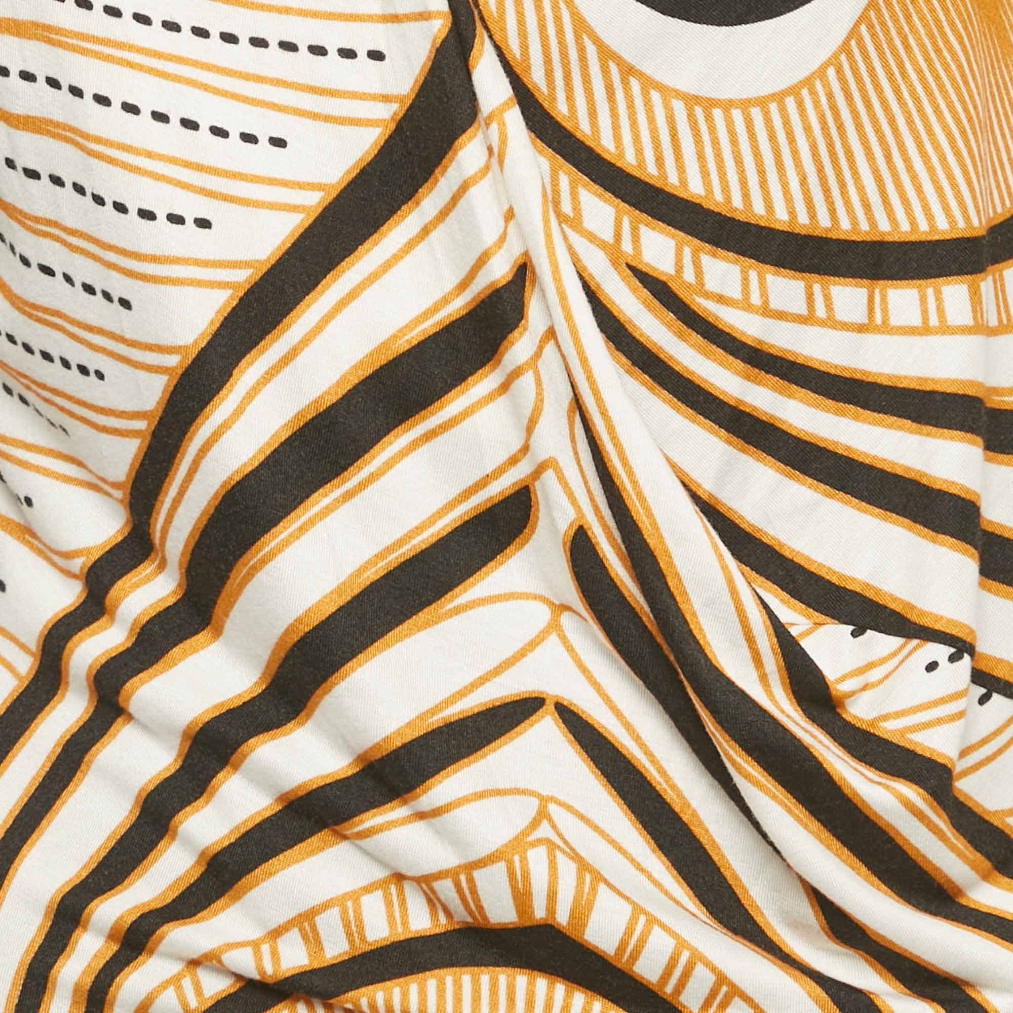 White Printed Jersey Midi Dress