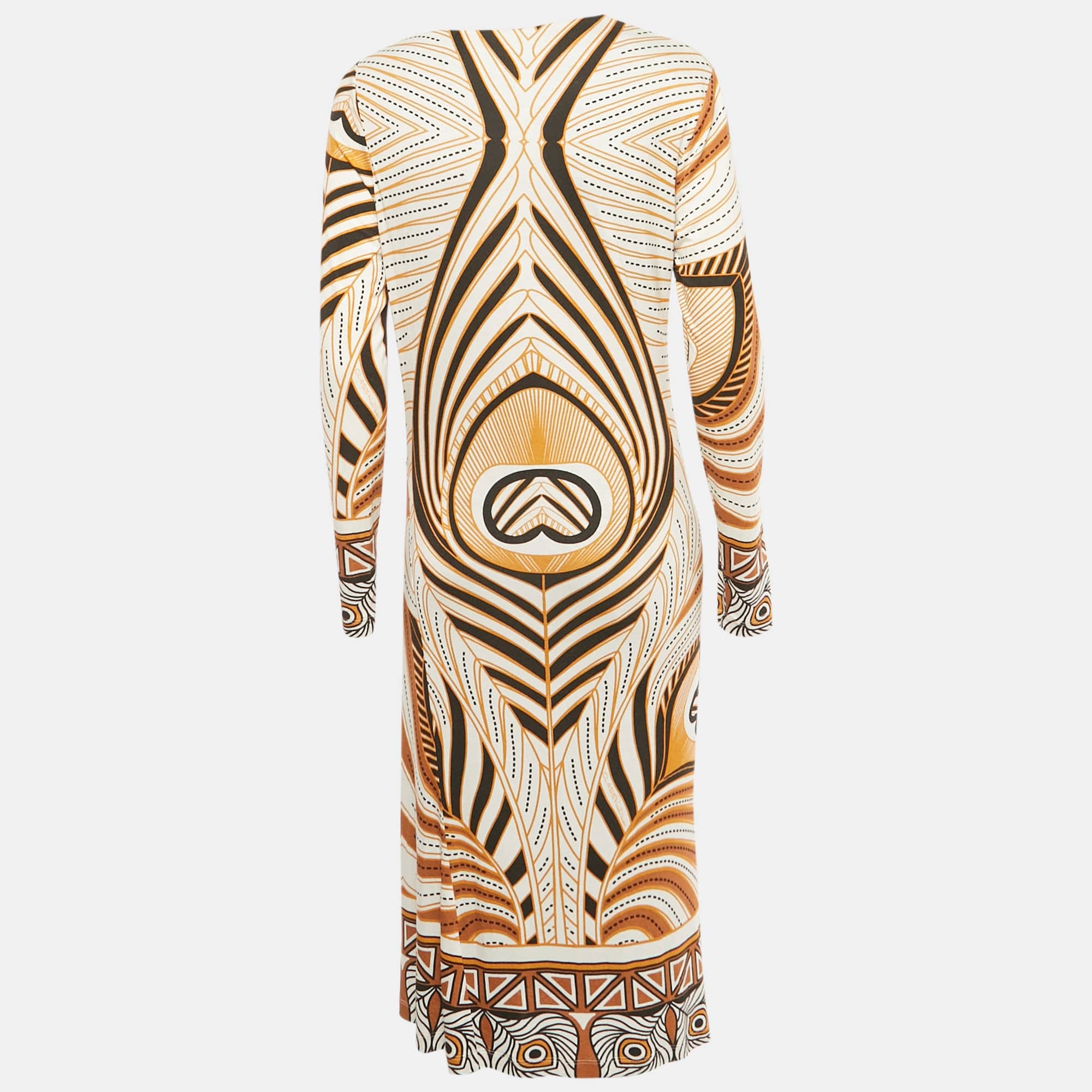 White Printed Jersey Midi Dress