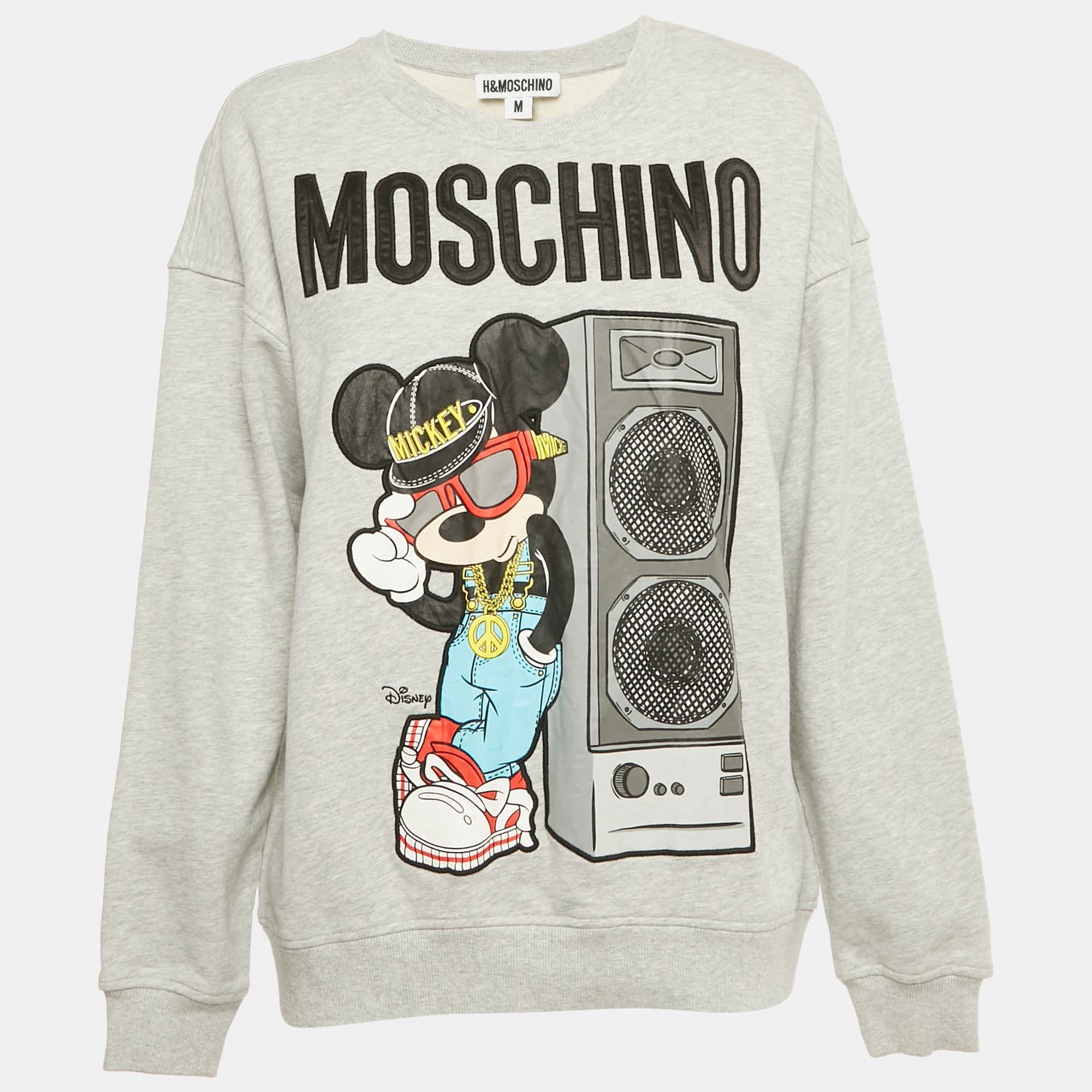 H&M X H&m x Disney Grey Mickey Embroidered Cotton Sweatshirt