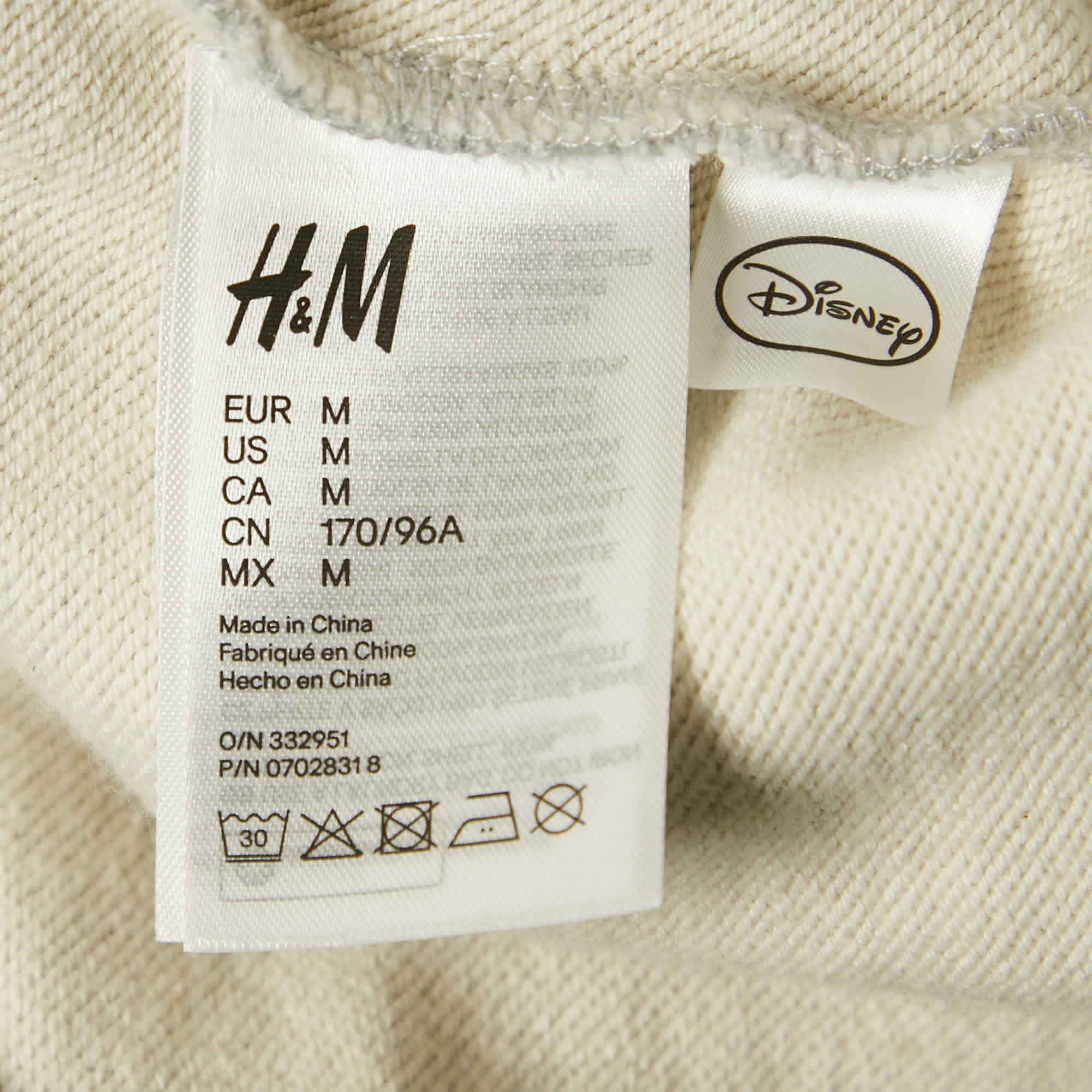 H&M X H&m x Disney Grey Mickey Embroidered Cotton Sweatshirt