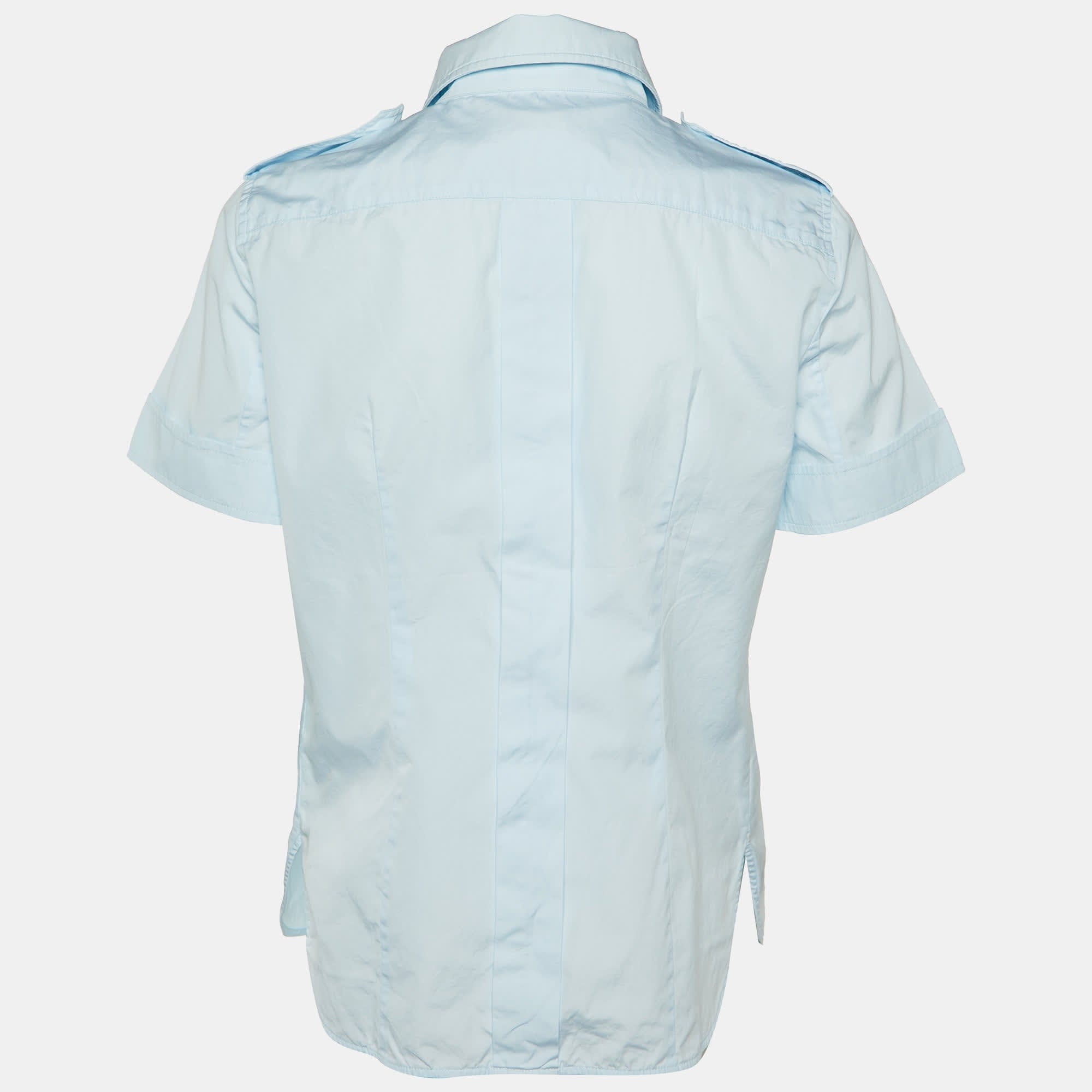 Blue Cotton Short Sleeve Shirt