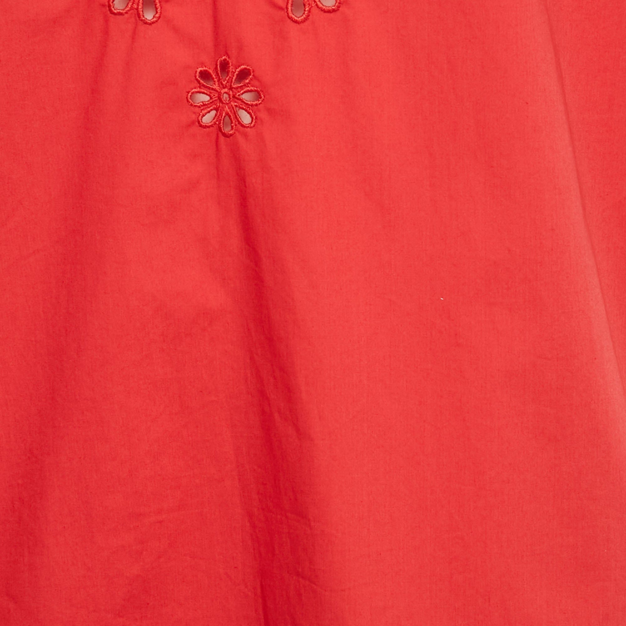 Paule Ka Red Embroidered Cotton Blouse