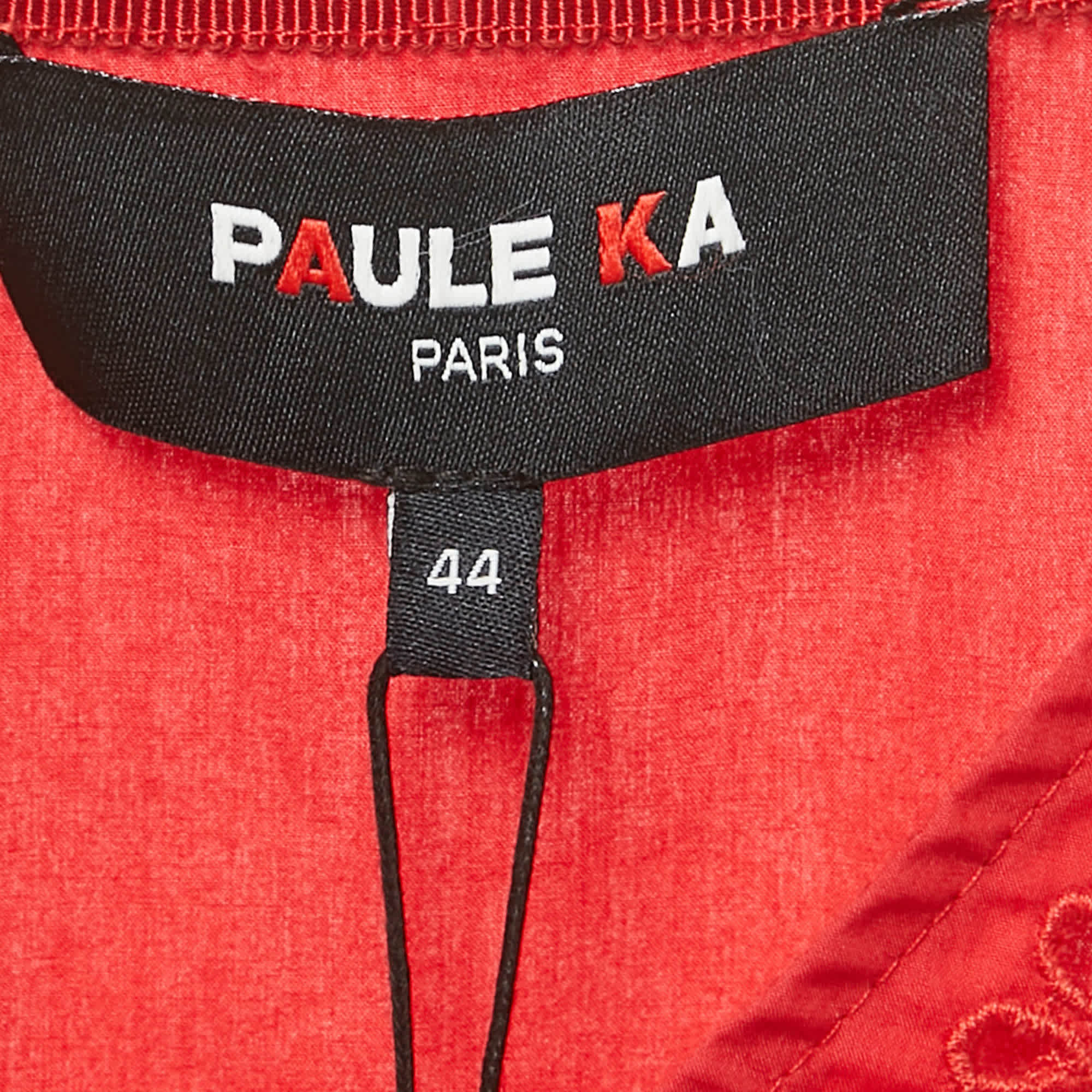 Paule Ka Red Embroidered Cotton Blouse