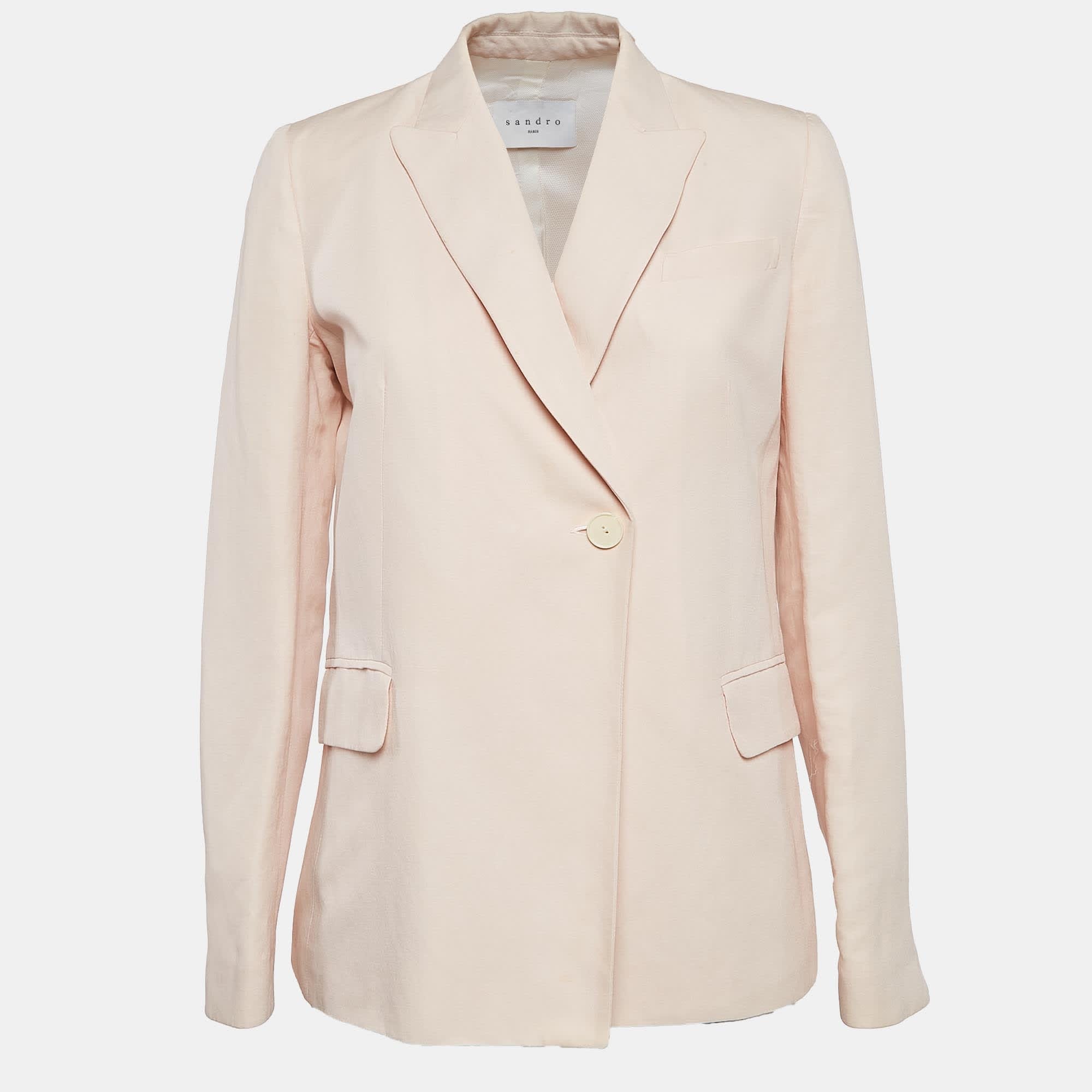BLEND Pink Ramie Blend Single Breasted Blazer