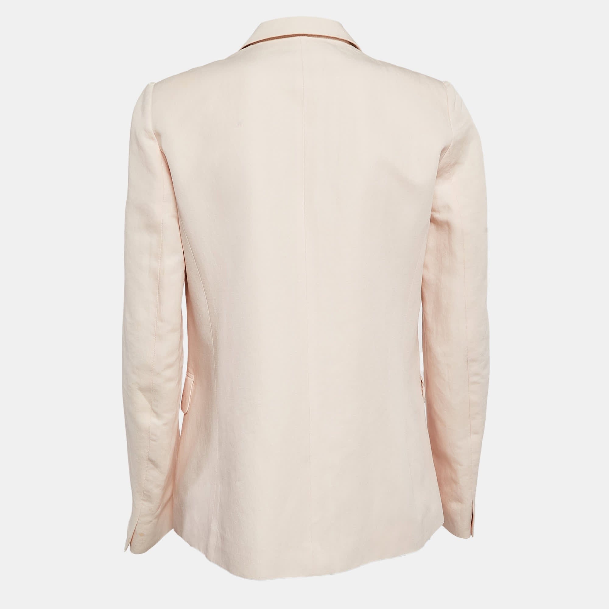 BLEND Pink Ramie Blend Single Breasted Blazer