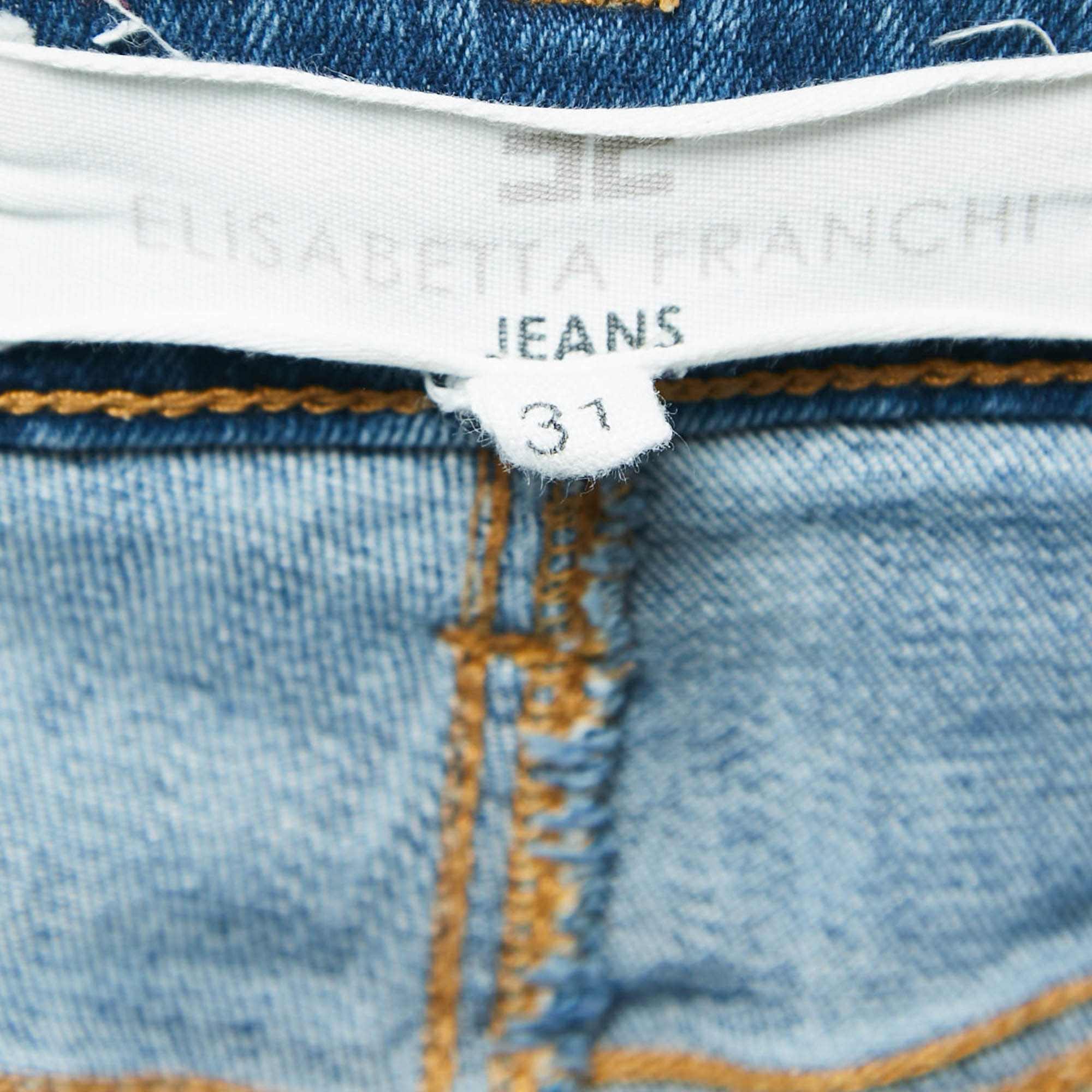 Blue Ripped Denim Straight - Leg Jeans L Waist 31"