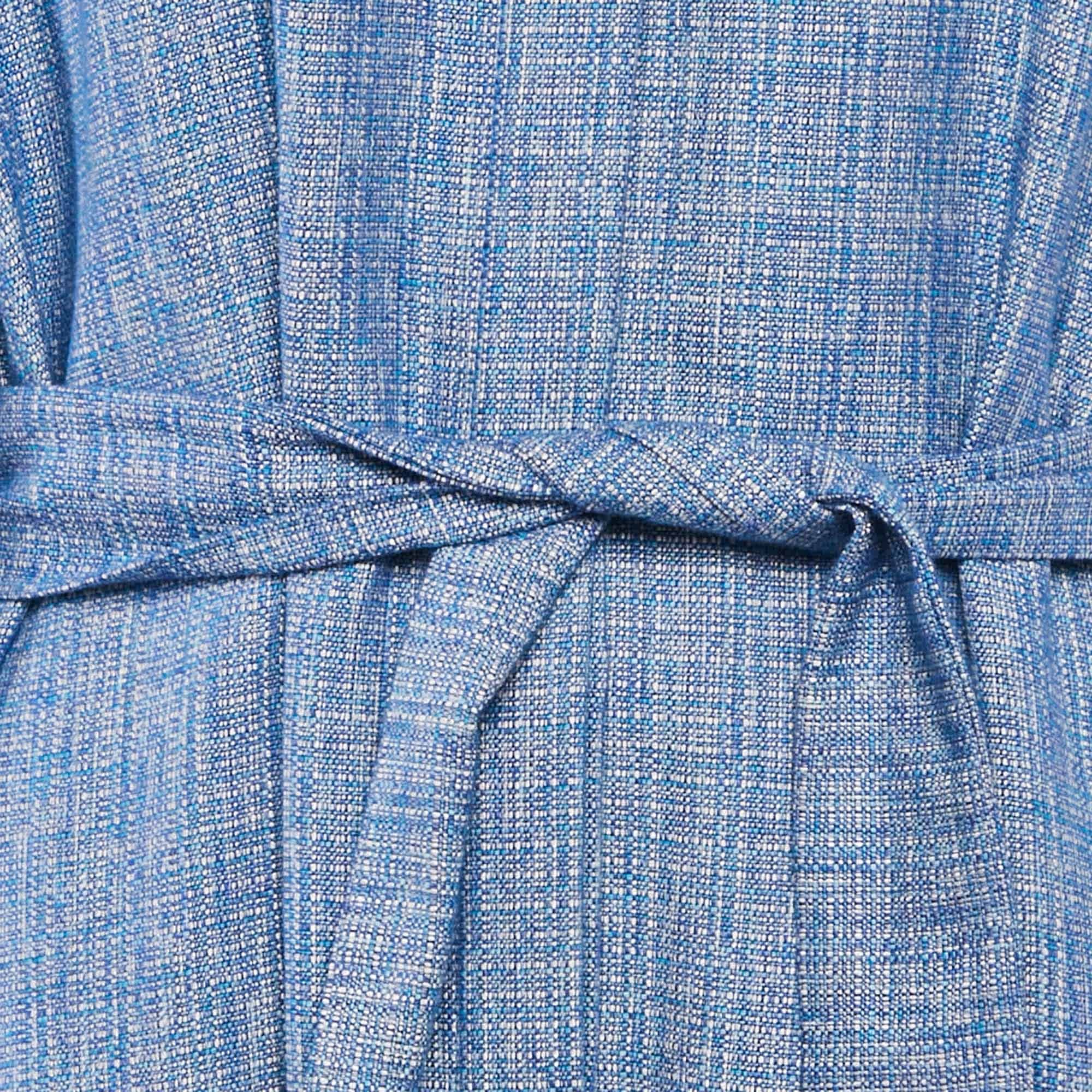 Blue Canvas Ruffled Bead Detail Maxi Dress