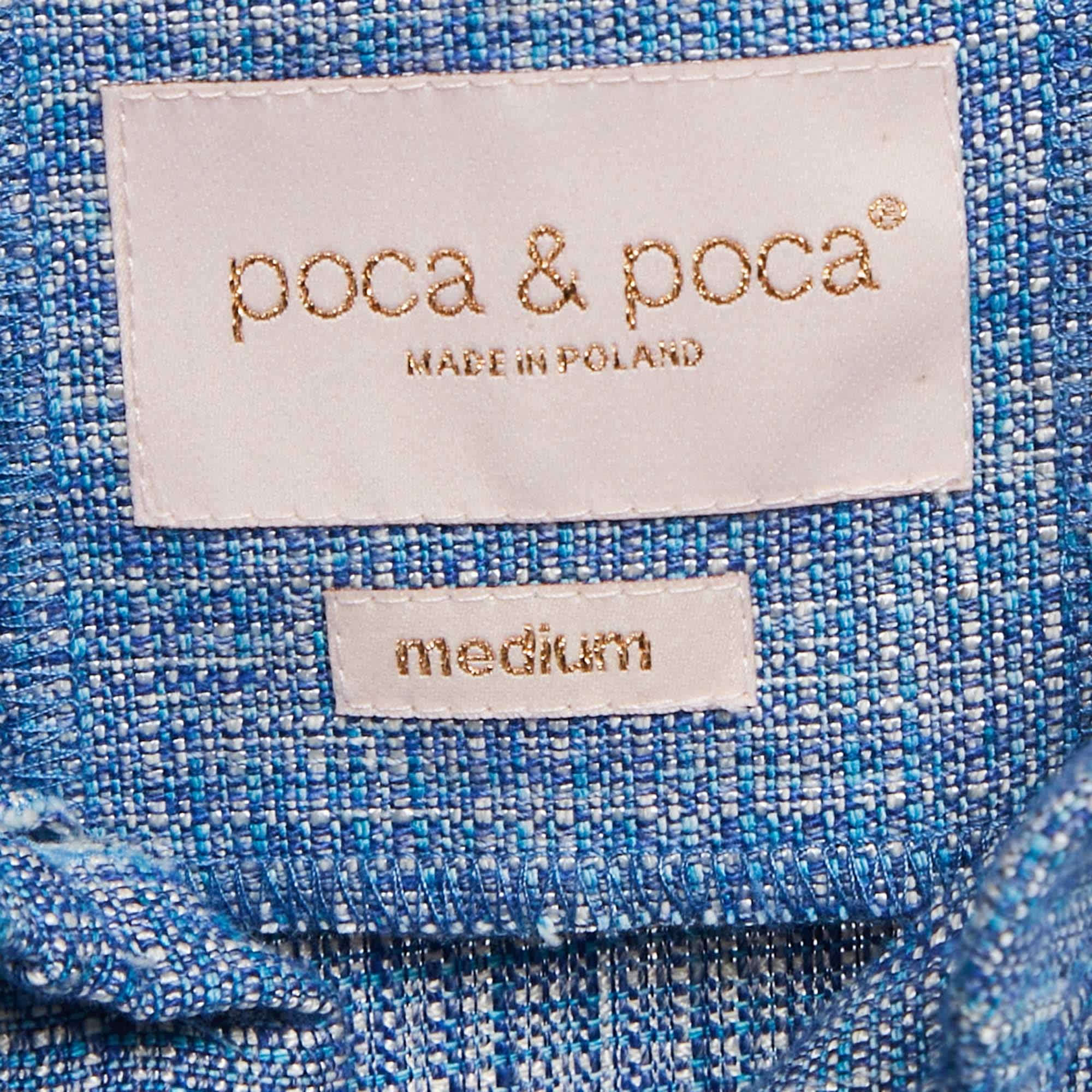 Blue Canvas Ruffled Bead Detail Maxi Dress
