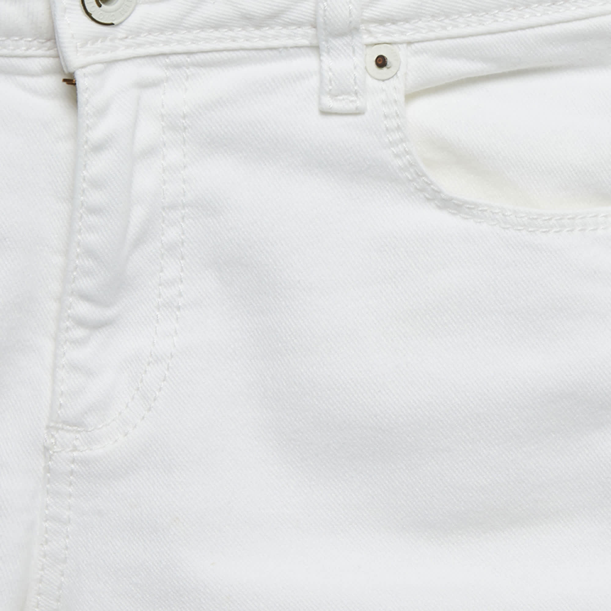 White Denim Logo Tape Detail Skinny Jeans S Waist 26"