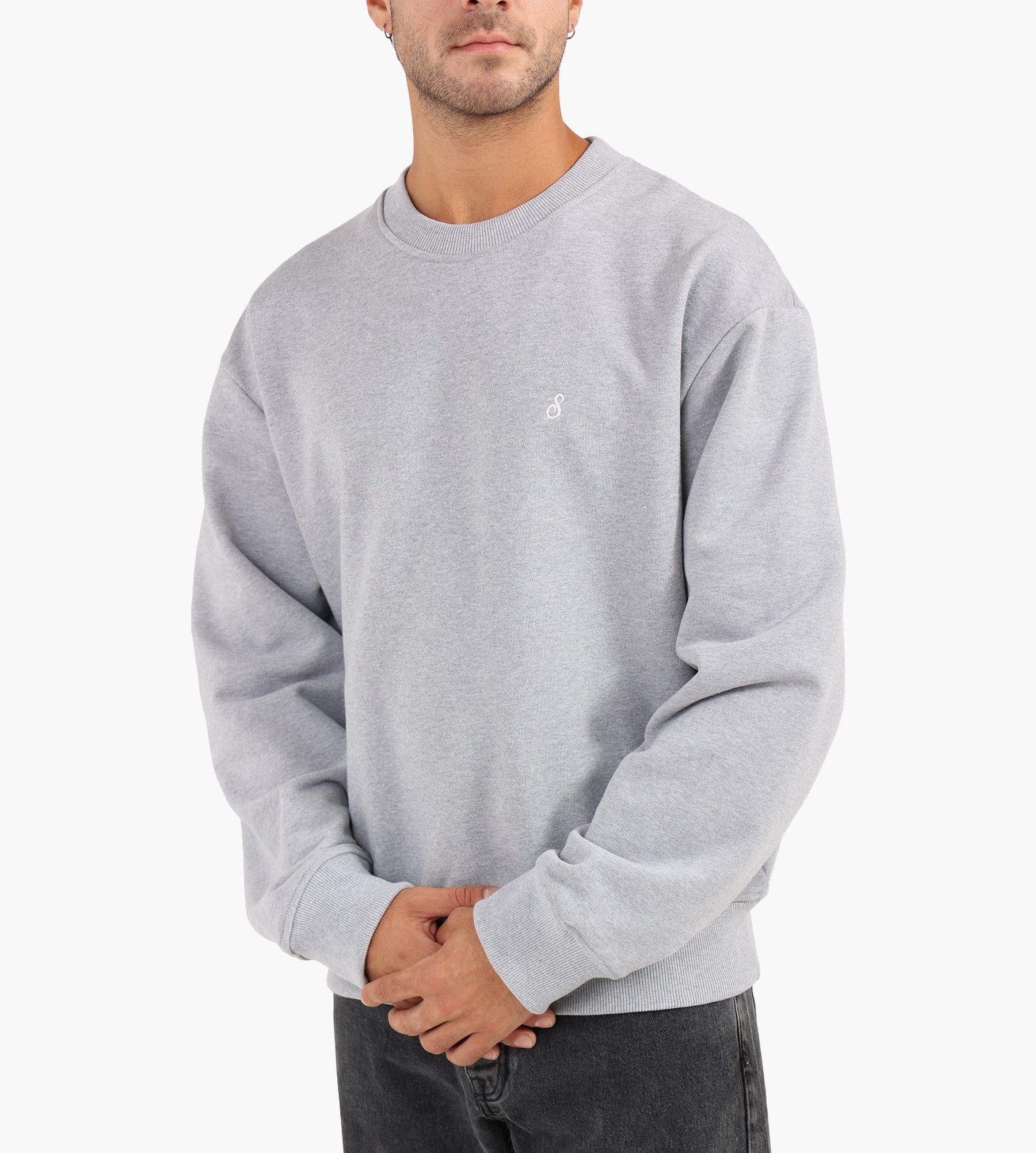 Sabbatical Script Logo Crewneck Heather Grey White