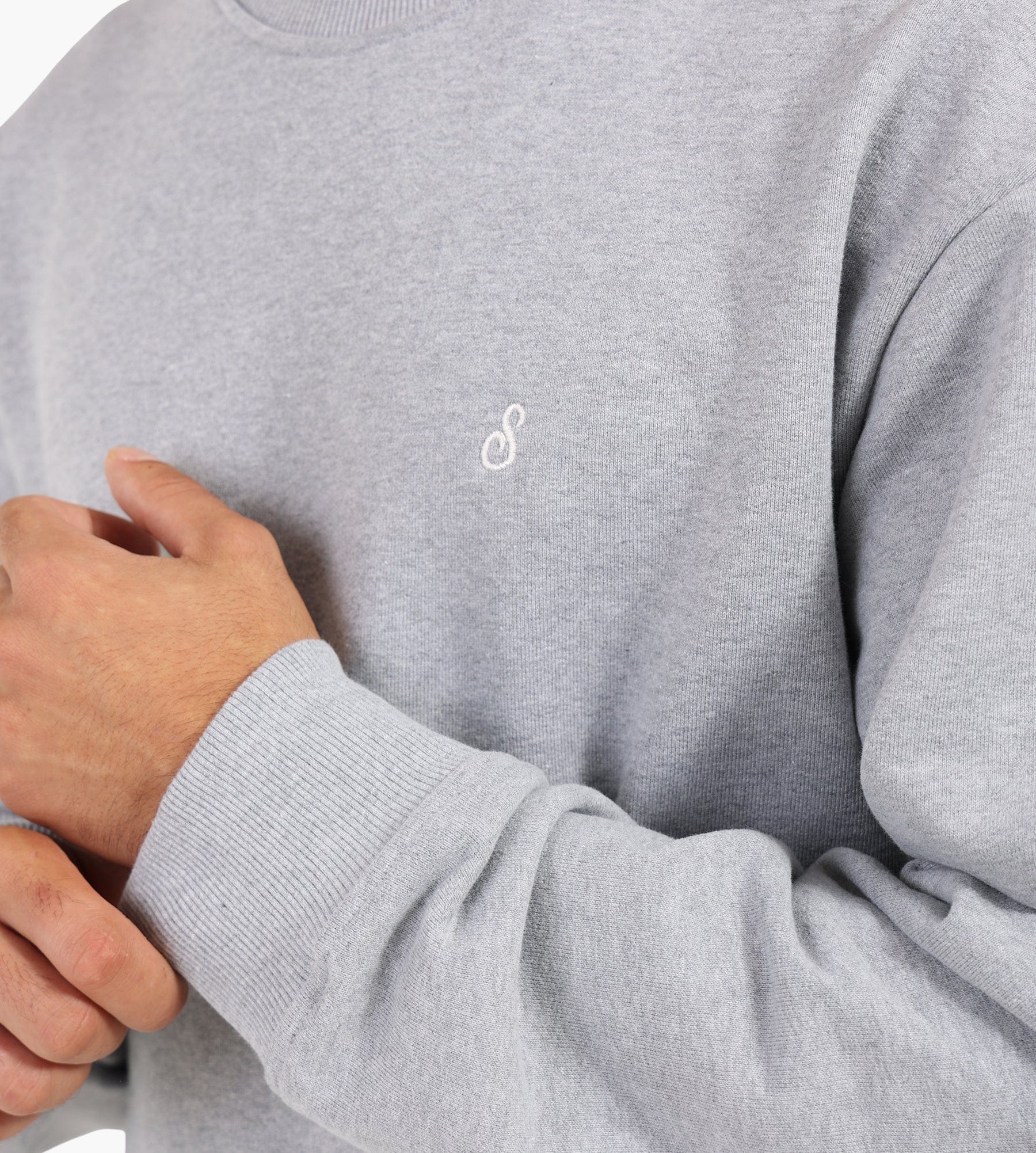 Sabbatical Script Logo Crewneck Heather Grey White