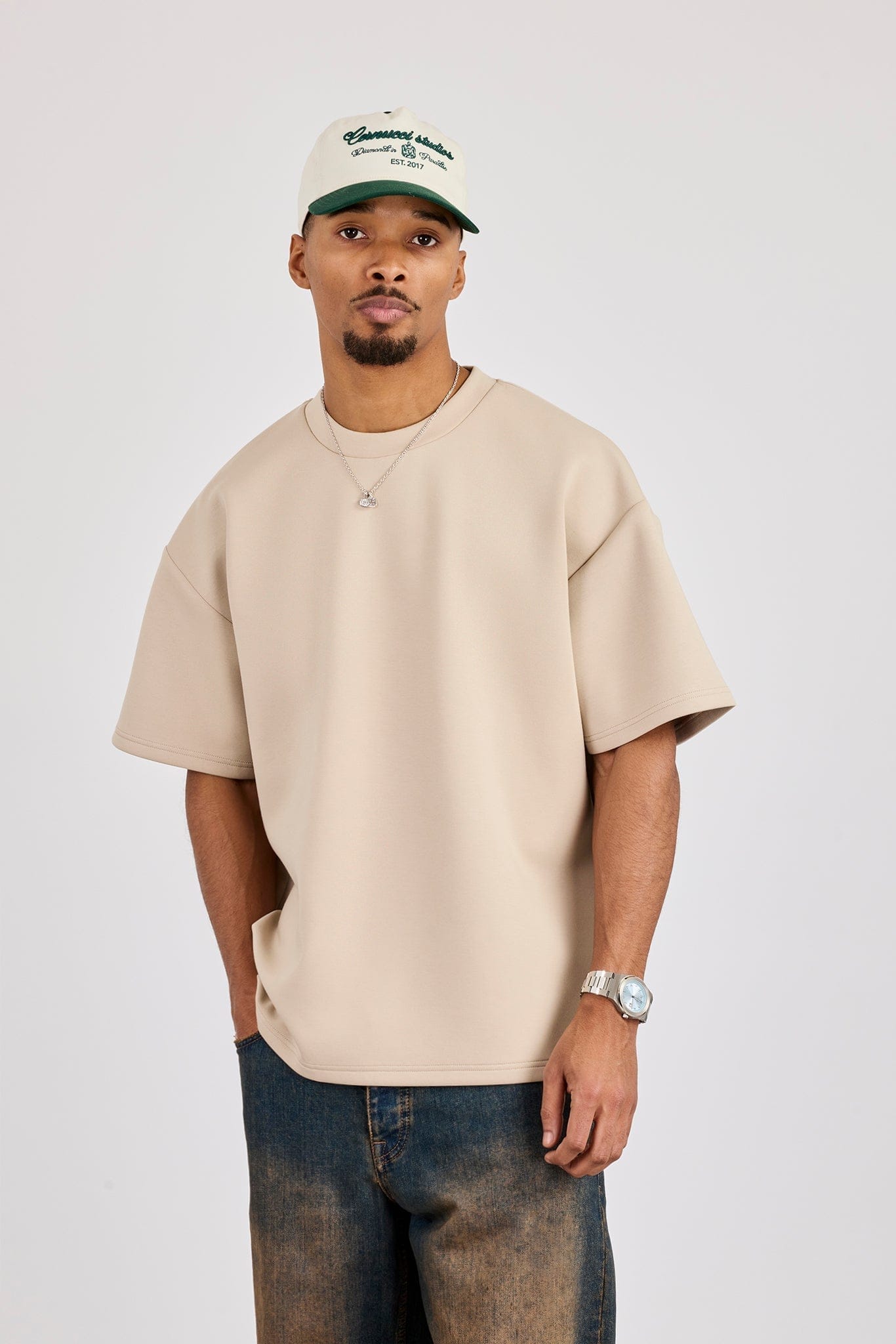 Cernucci Scuba Oversized T - Shirt - Stone