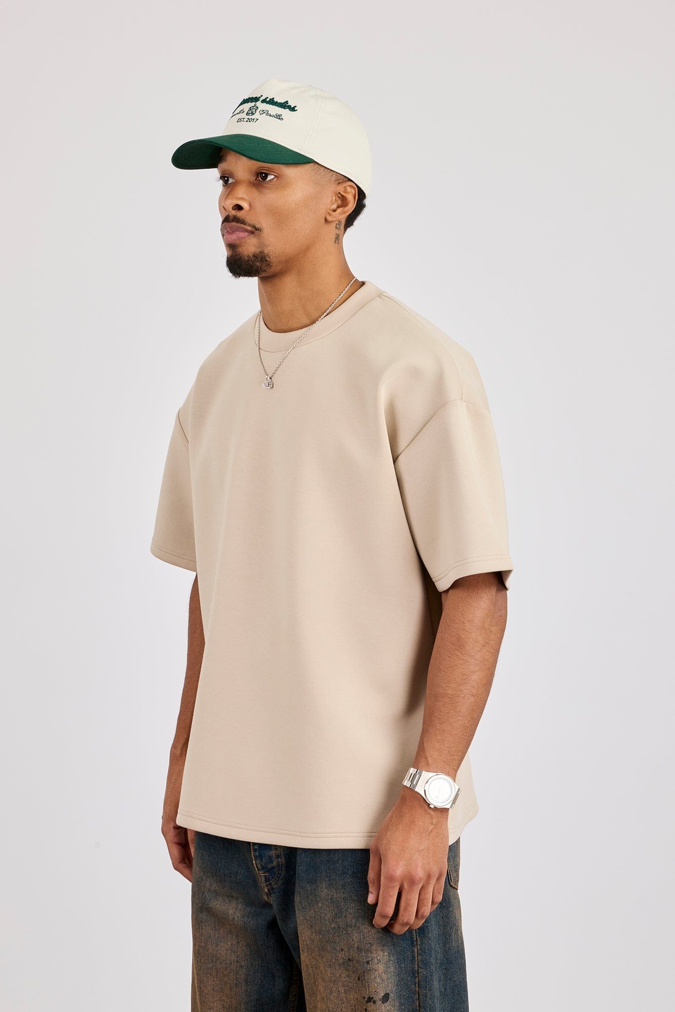 Cernucci Scuba Oversized T - Shirt - Stone