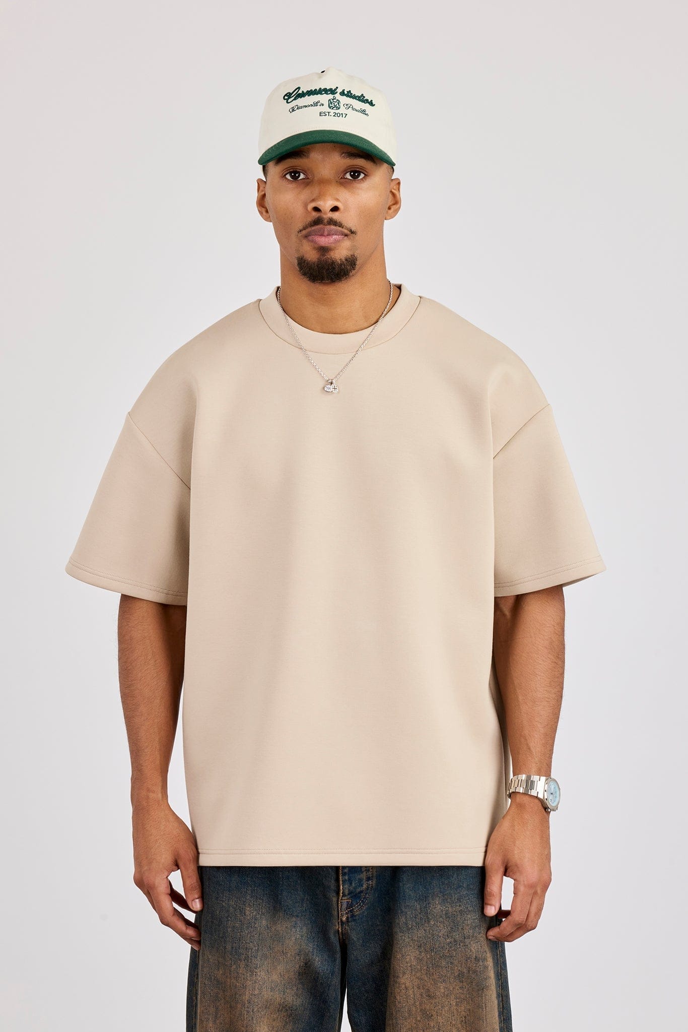 Cernucci Scuba Oversized T - Shirt - Stone